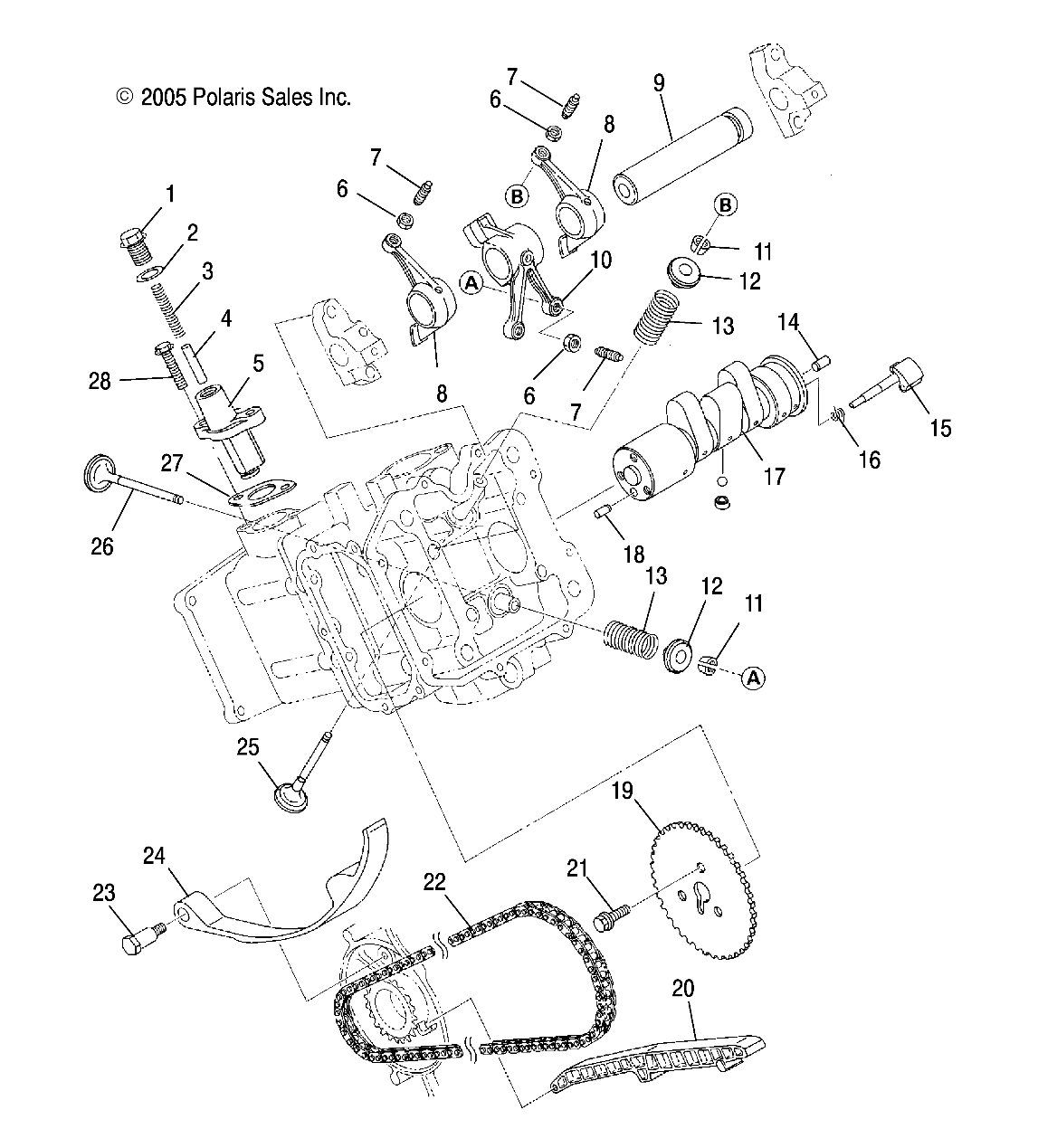MOTEUR ADMISSION DAIR ET ECHAPPEMENT POUR SPORTSMAN 500 HO 2006