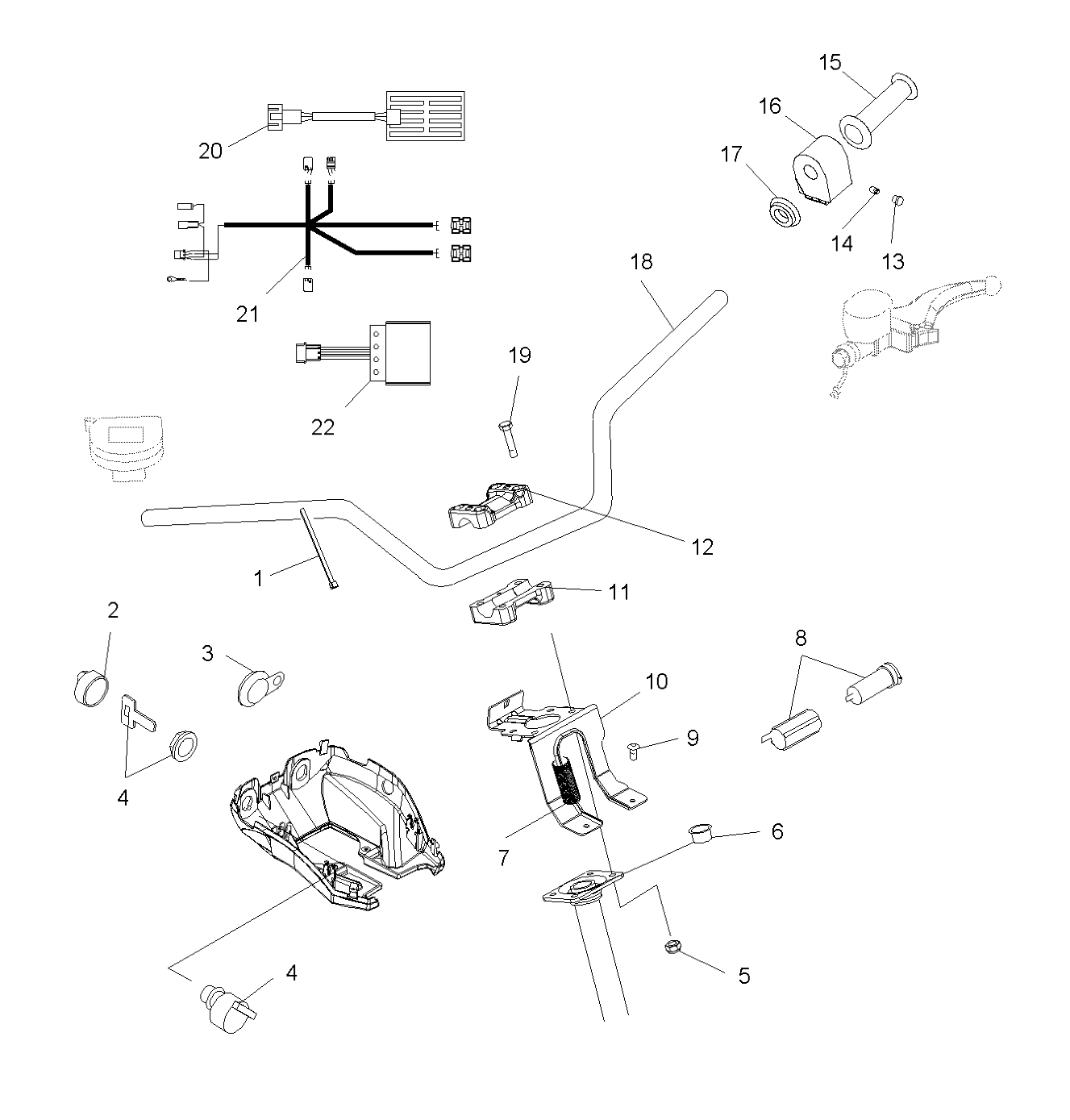 CARROSSERIE GUIDON ET COMMANDES POUR SPORTSMAN 700 EFI 2006