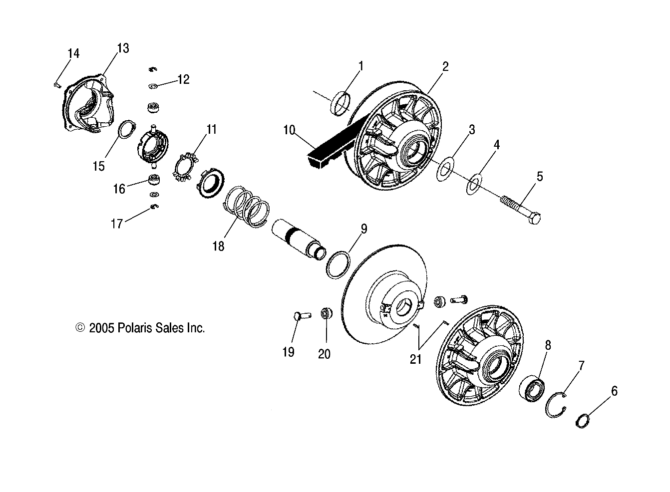 TRANSMISSION EMBRAYAGE POUR SPORTSMAN 800 EFI INTL 2007