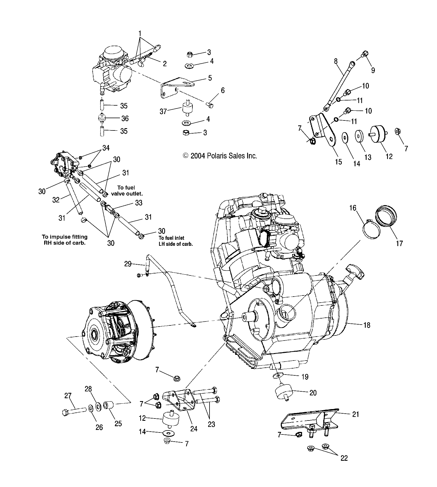MOTEUR MONTAGE MOTEUR POUR TRAIL BOSS 330 QUADRICYCLE 2005