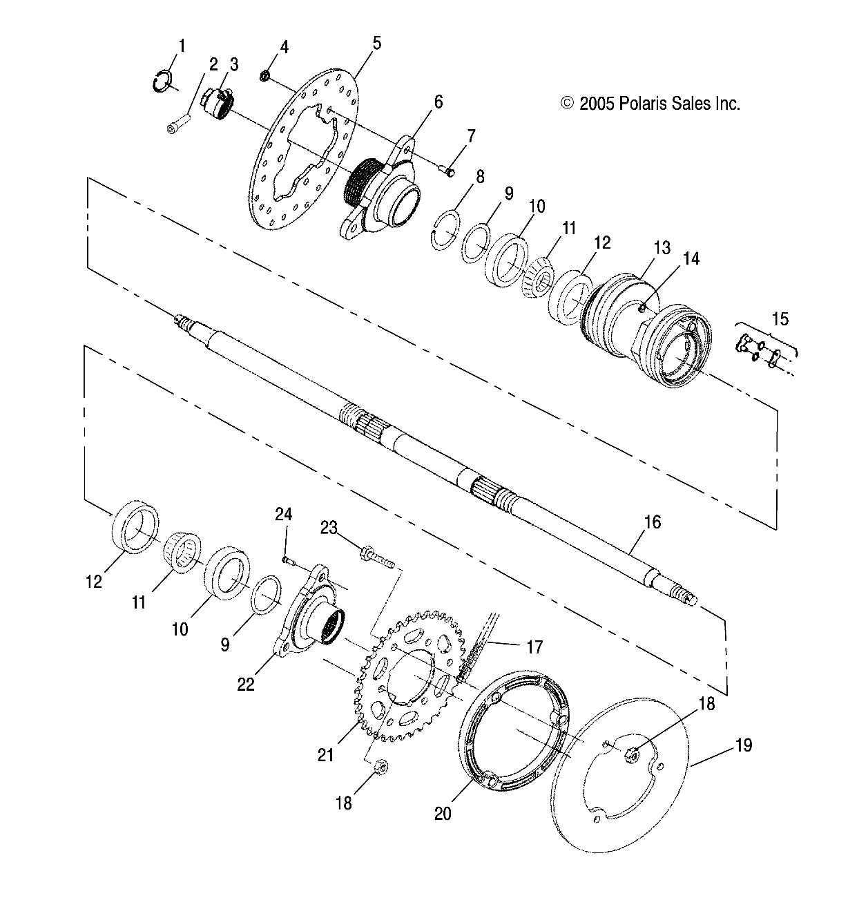 TRANSMISSION ESSIEU ARRIERE ET LOGEMENT POUR SCRAMBLER 500 2X4 INTL 2007