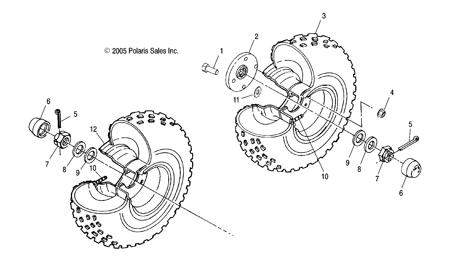 ROUES ROUE ARRIERE ET INTERMEDIAIRE POUR SPORTSMAN 6X6 2005