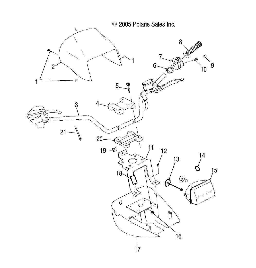 CARROSSERIE GUIDON ET SUPPORT DE PHARE POUR SPORTSMAN 6X6 2006