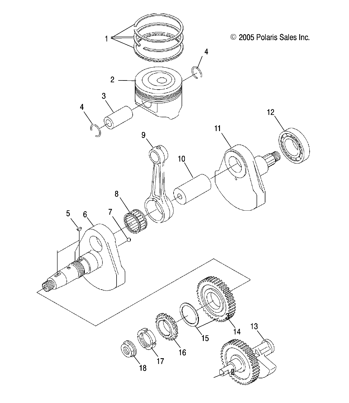 MOTEUR VILEBREQUIN ET PISTON POUR HAWKEYE 2X44X4 2007