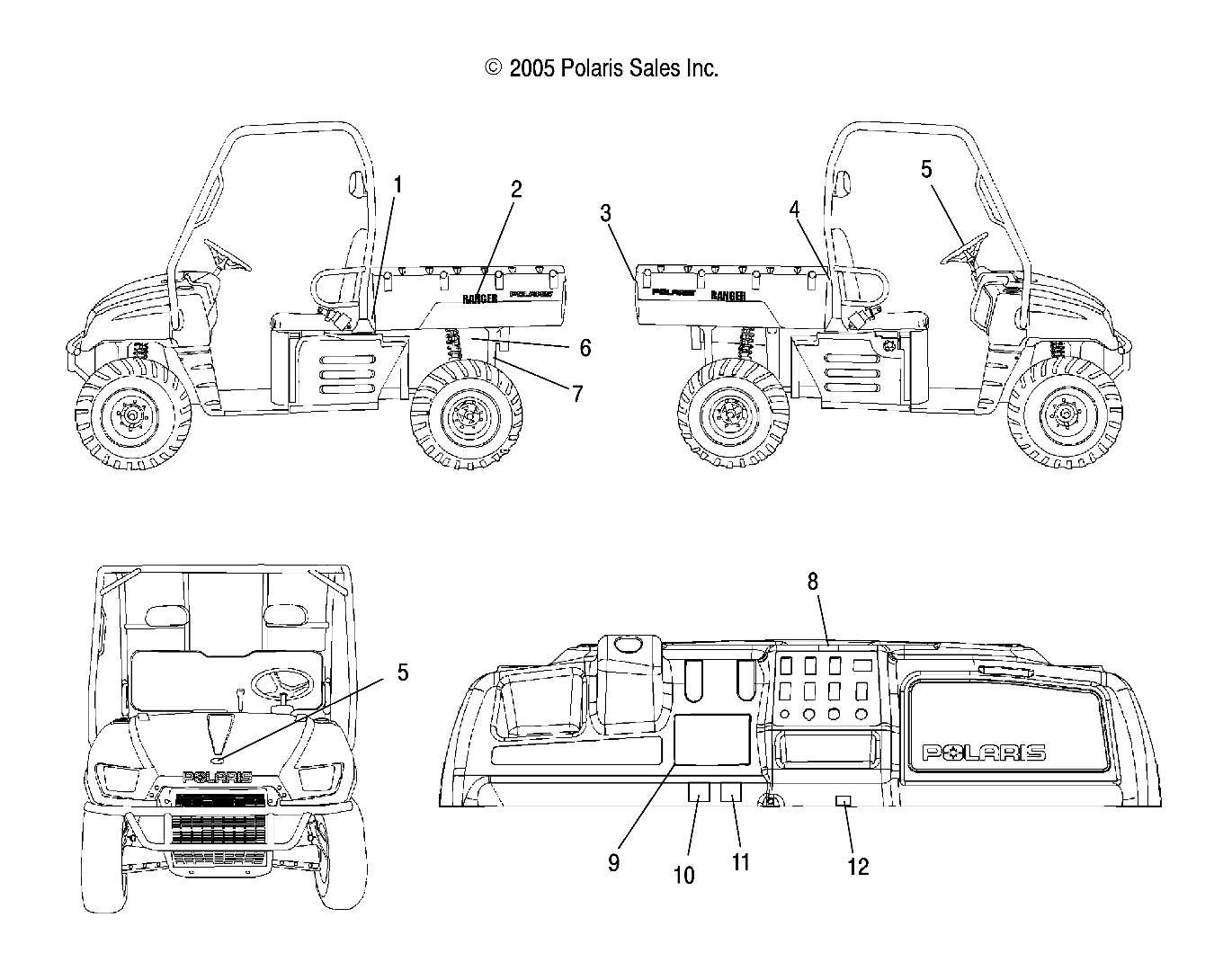 CARROSSERIE AUTOCOLLANTS POUR RANGER 500 2X44X4 2006
