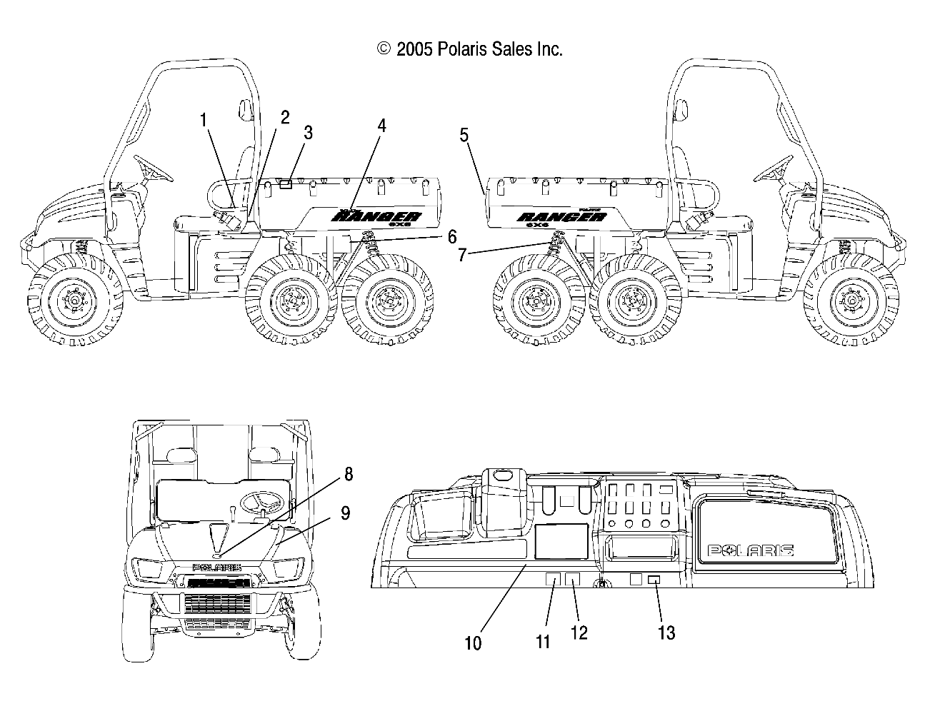 CARROSSERIE AUTOCOLLANTS POUR RANGER 6X6 EFI 700 2006
