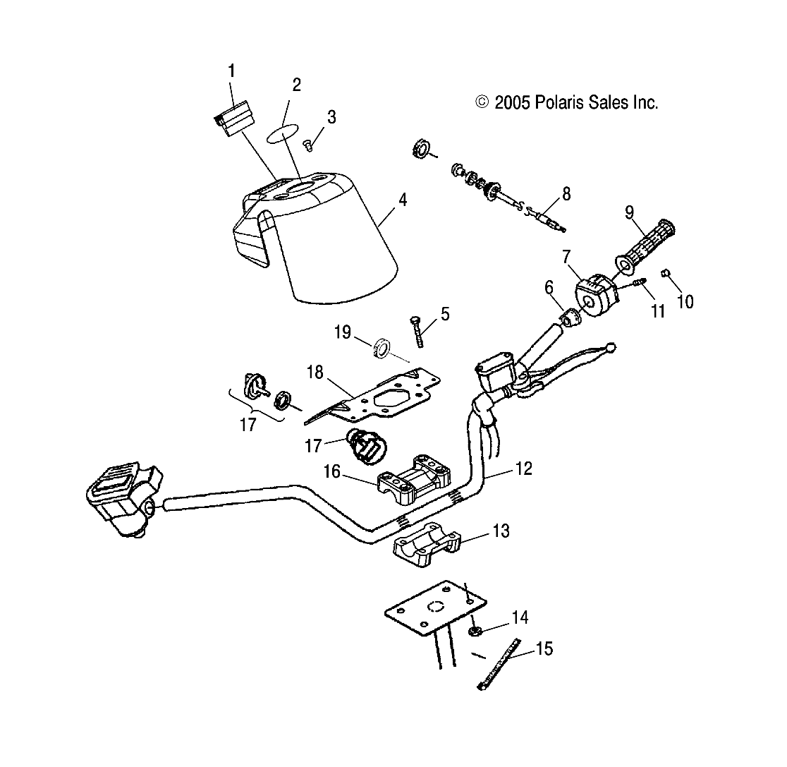 DIRECTION GUIDON ET COMMANDES POUR TRAIL BOSS 330 2008