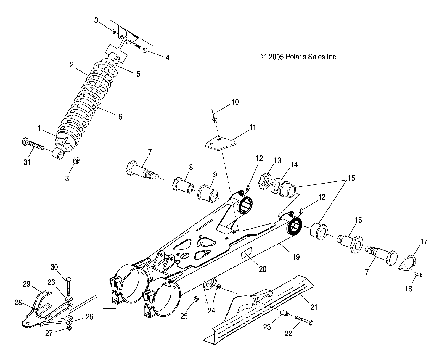 SUSPENSION BRAS OSCILLANT ET AMORTISSEUR ARRIERE POUR TRAIL BOSS 330 2009