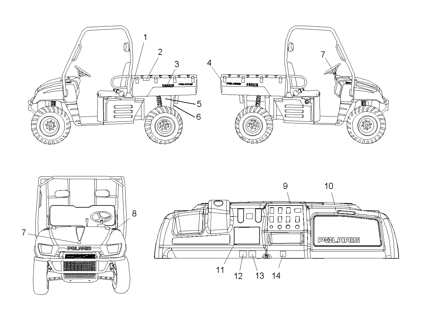 CARROSSERIE AUTOCOLLANTS POUR RANGER 500 4X4 EFI 2006