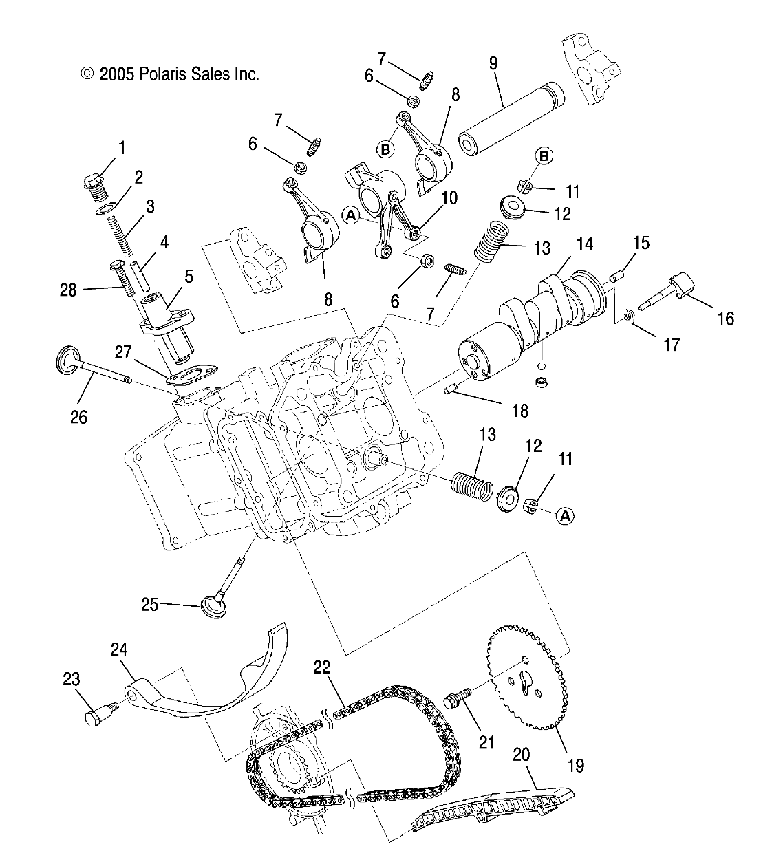 MOTEUR ADMISSION ET ECHAPPEMENT POUR A04BG50AA SCRAMBLER 500 4X4 2004
