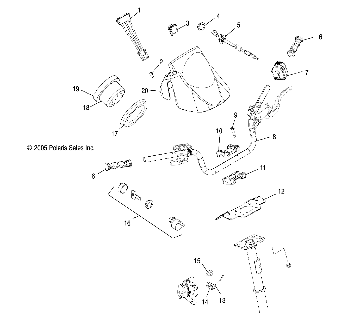 CARROSSERIE GUIDON ET COMMANDES POUR SPORTSMAN 500 HO INTL 2006