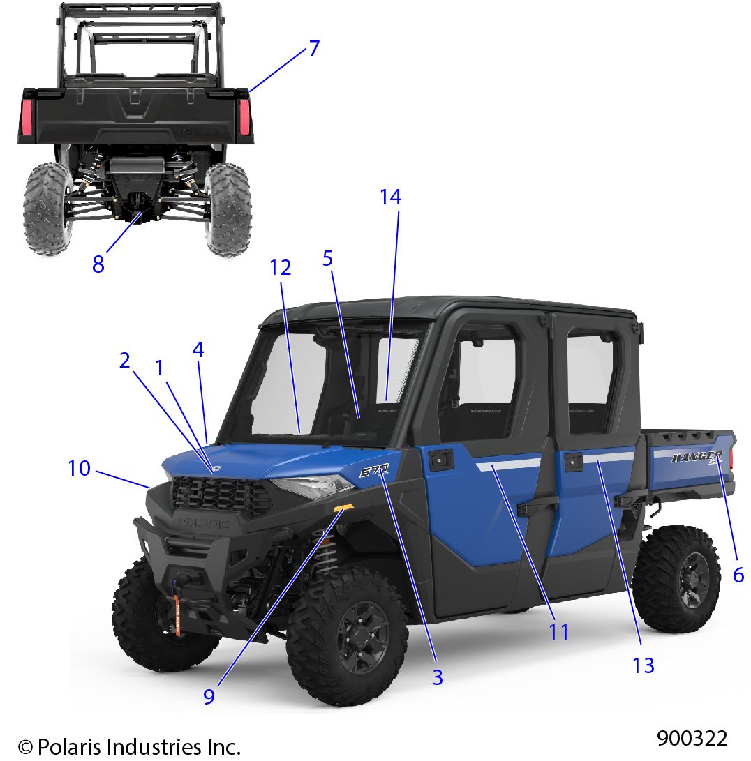 CARROSSERIE AUTOCOLLANTS GRAPHIQUE POUR RANGER CREW 570 NSTR 2022