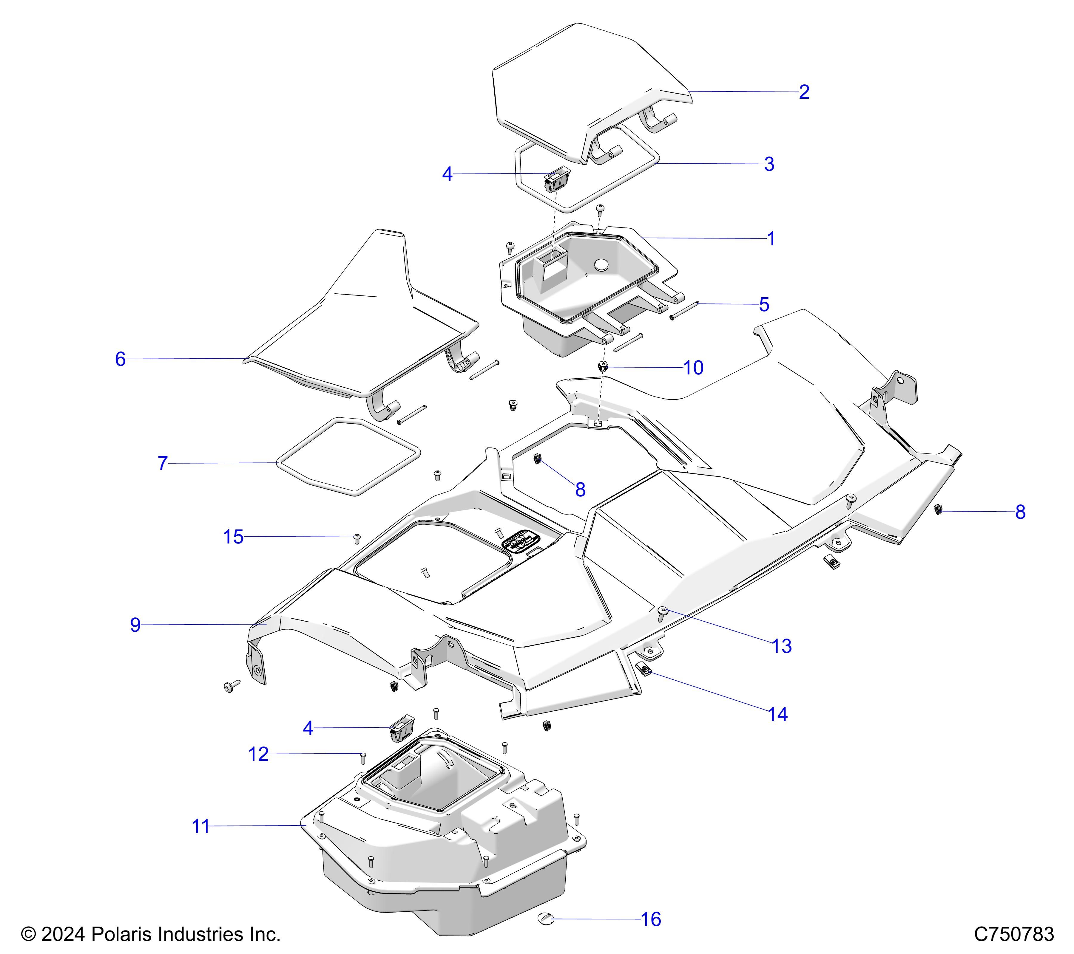 CARROSSERIE TABLEAU DE BORDS SUPERIEUR POUR RZR PRO XP 4 PREMIUM 2025