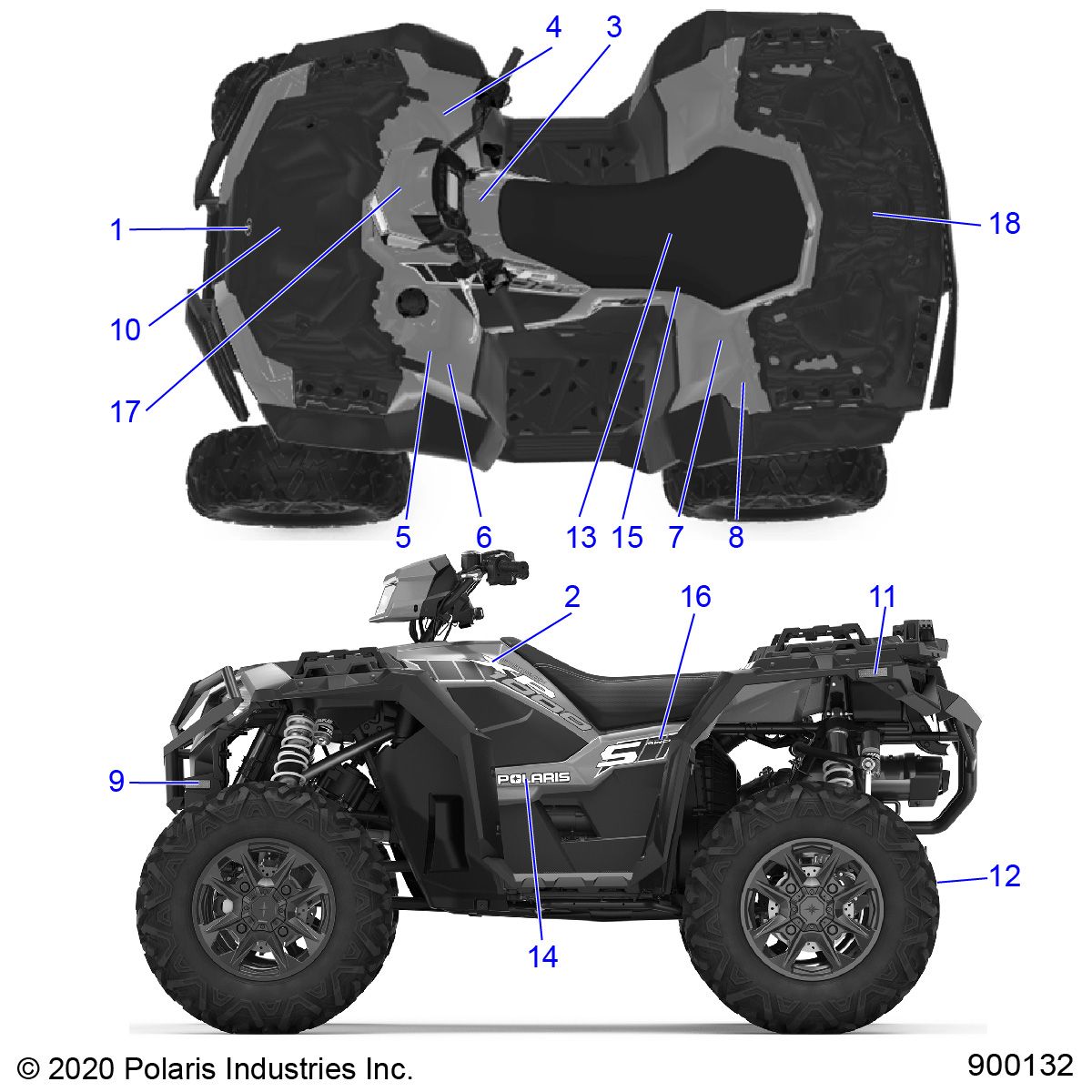 CARROSSERIE AUTOCOLLANTS POUR SPORTSMAN XP 1000 S 55 2021