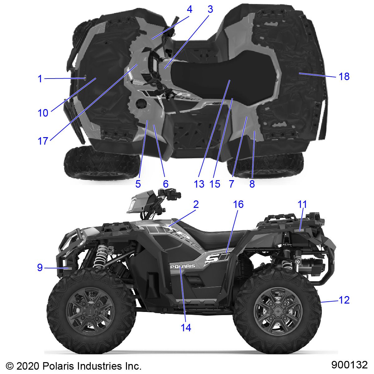 CARROSSERIE AUTOCOLLANTS POUR SPORTSMAN XP 1000 S 55 2022