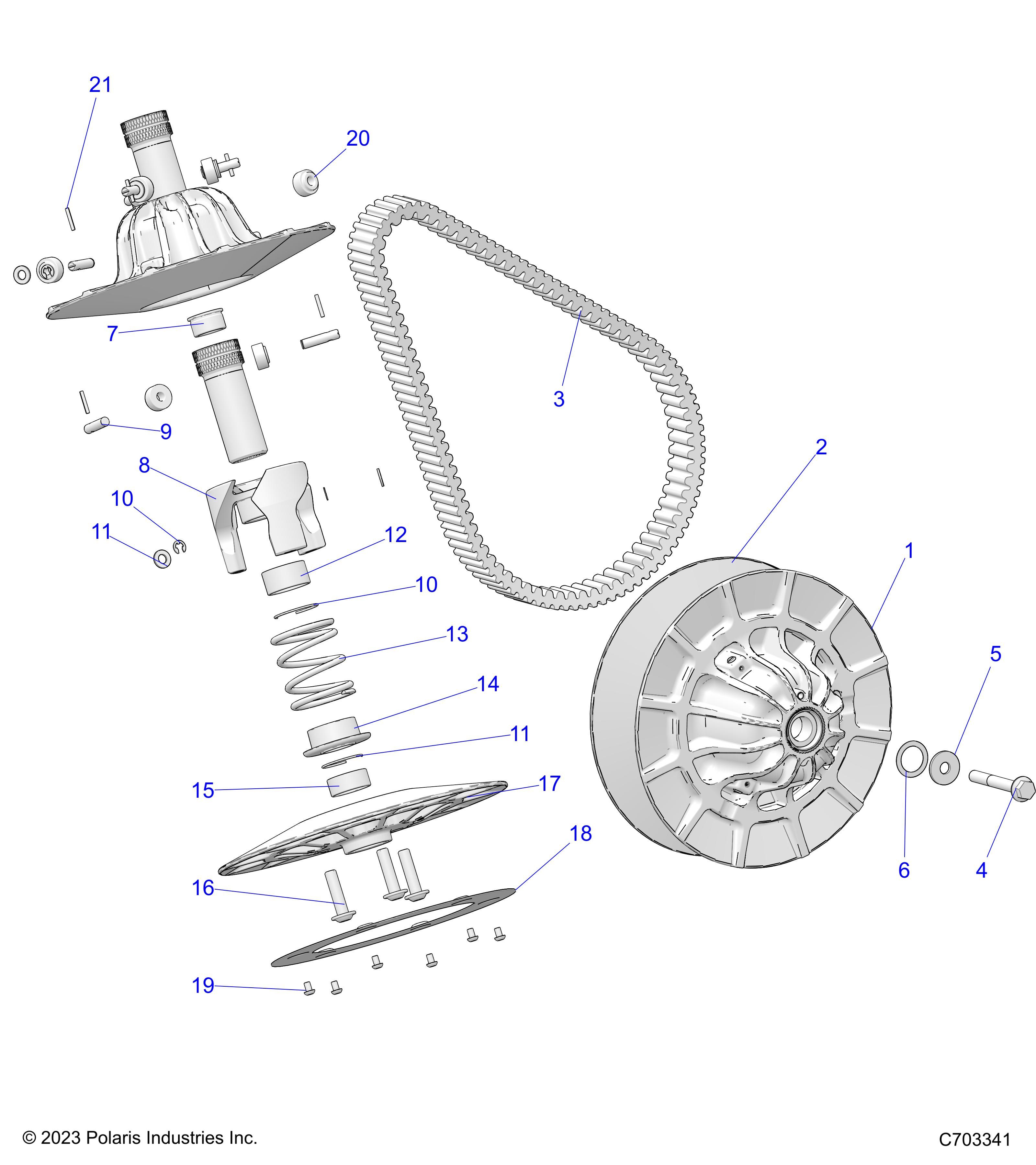 TRANSMISSION EMBRAYAGE SECONDAIRE POUR RZR XP 1000 PREMIUM R01 2024