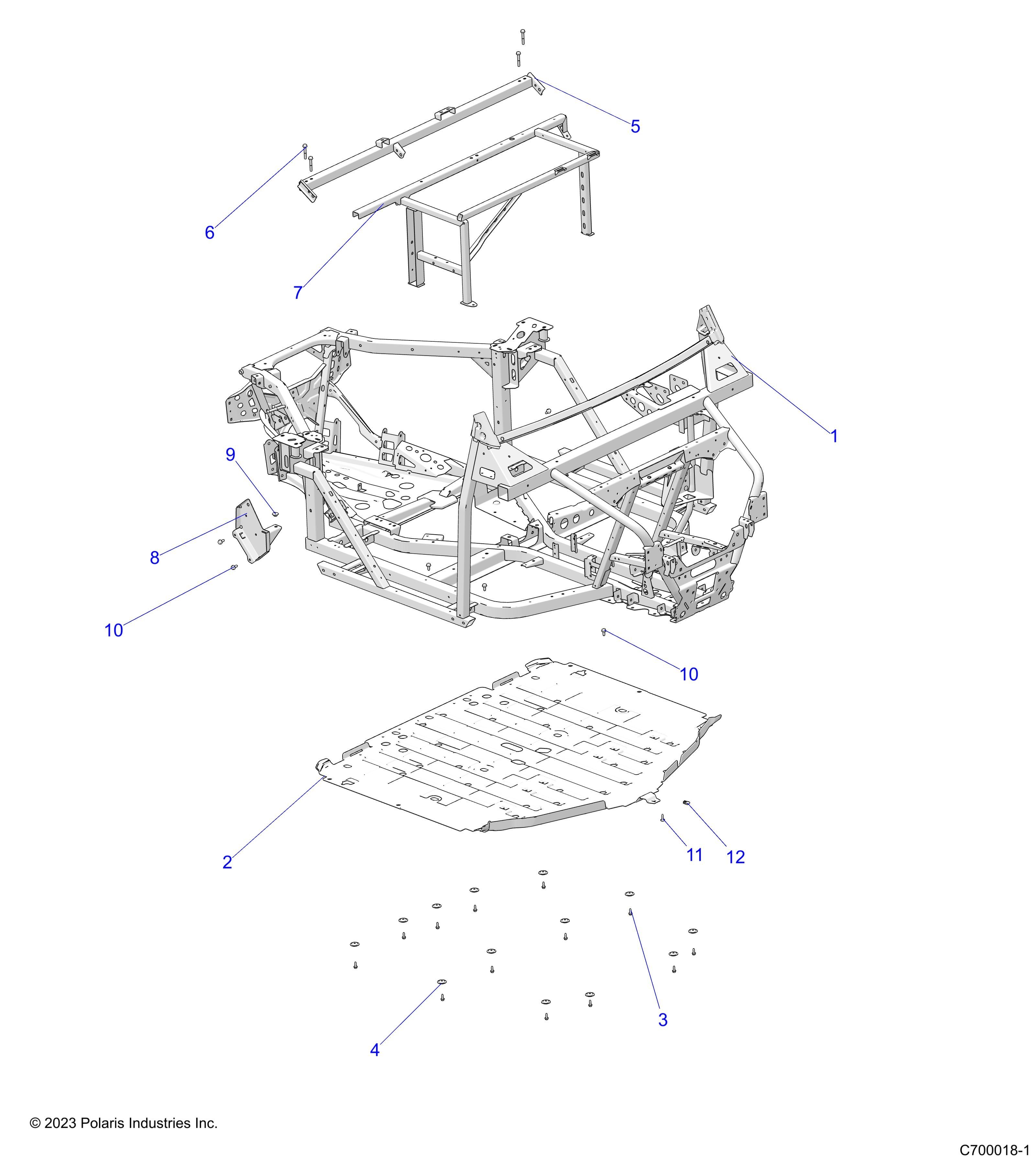 CHASSIS CHASSIS PRINCIPAL ET PLAQUES DE PROTECTION POUR RANGER 1000 XP 2024