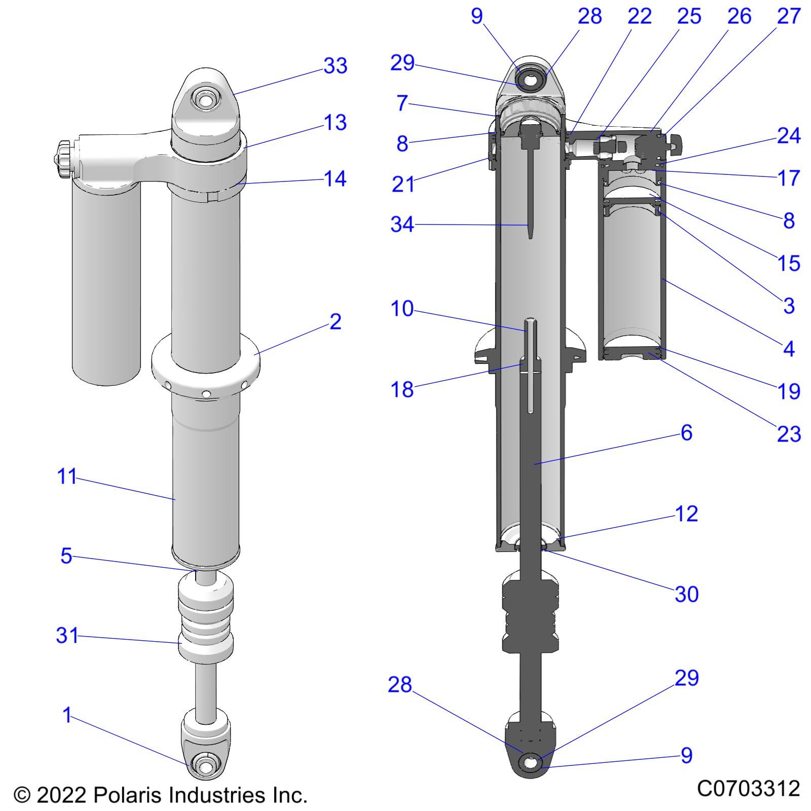 SUSPENSION REAR SHOCK INTERNALS POUR RZR XP 1000 PREMIUM RIDE COMMAND 2023