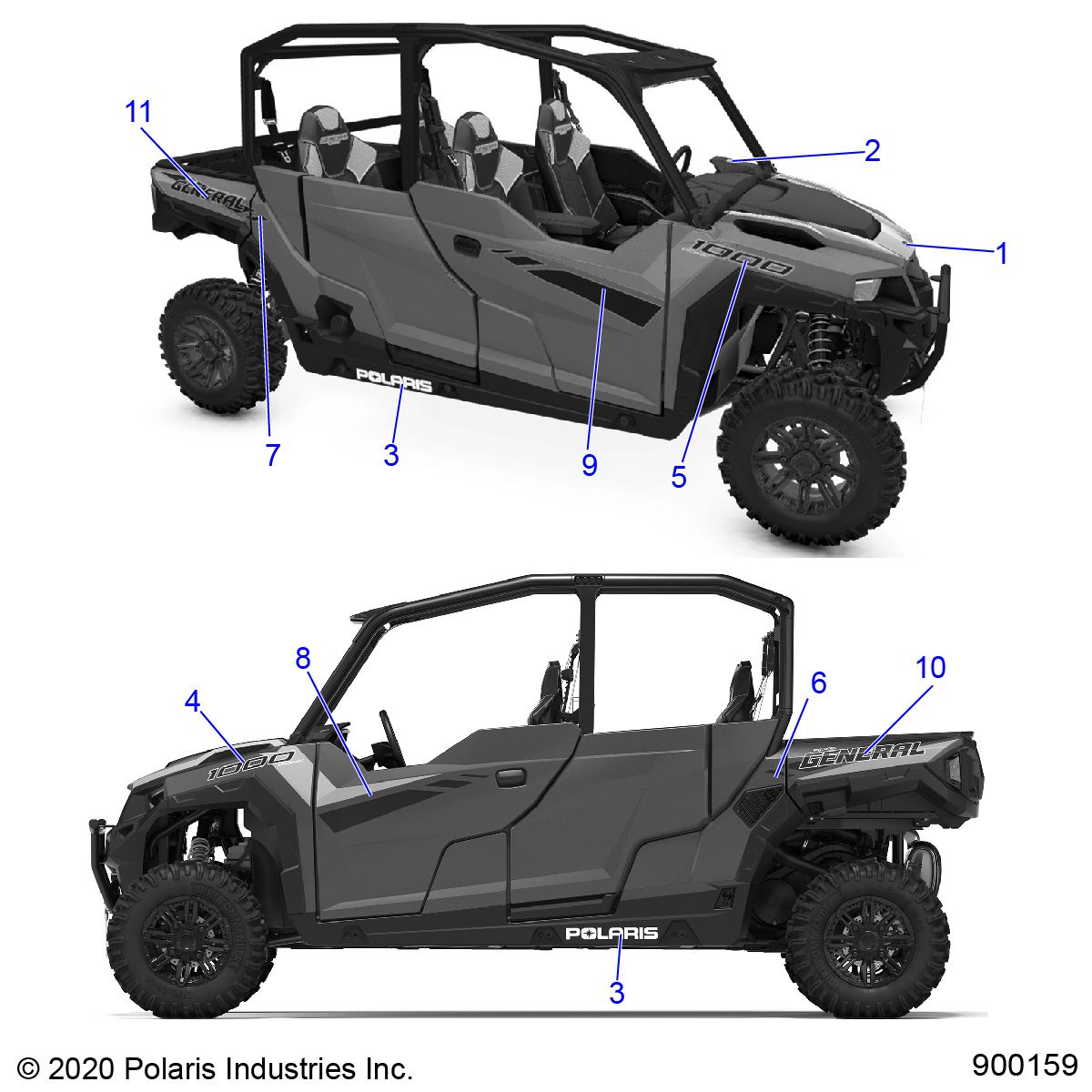 CARROSSERIE AUTOCOLLANTS POUR GENERAL 4 1000 PREMIUM EPS 2021