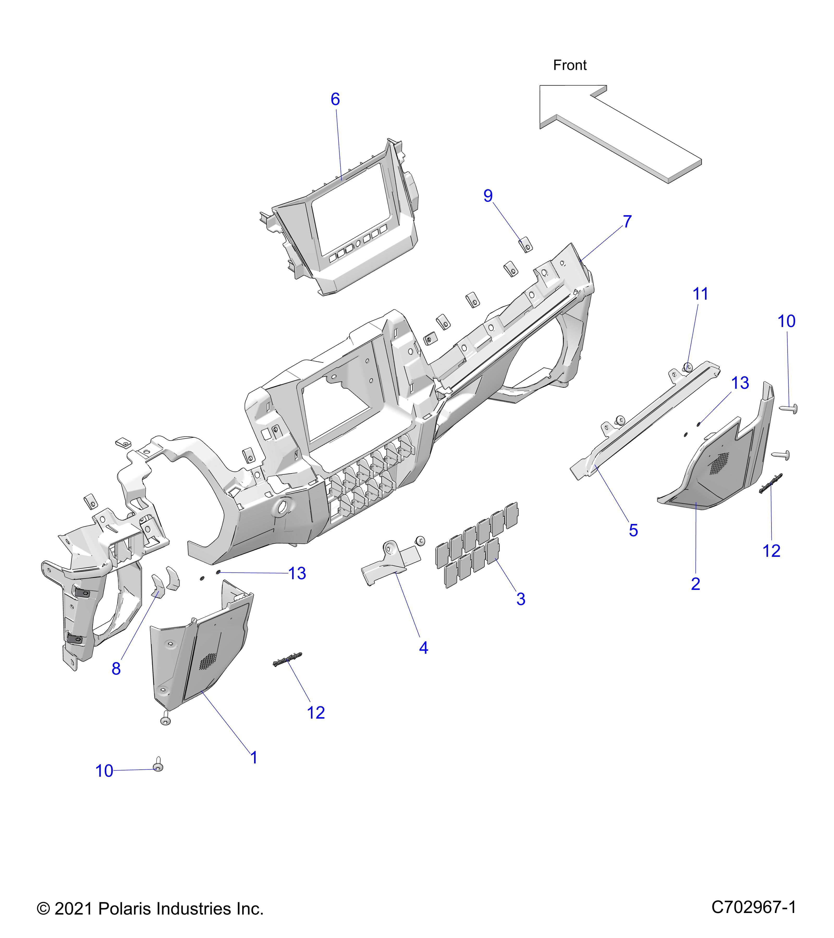 CARROSSERIE TABLEAU DE BORDS INFERIEUR POUR RZR 64 T OPT2 2022