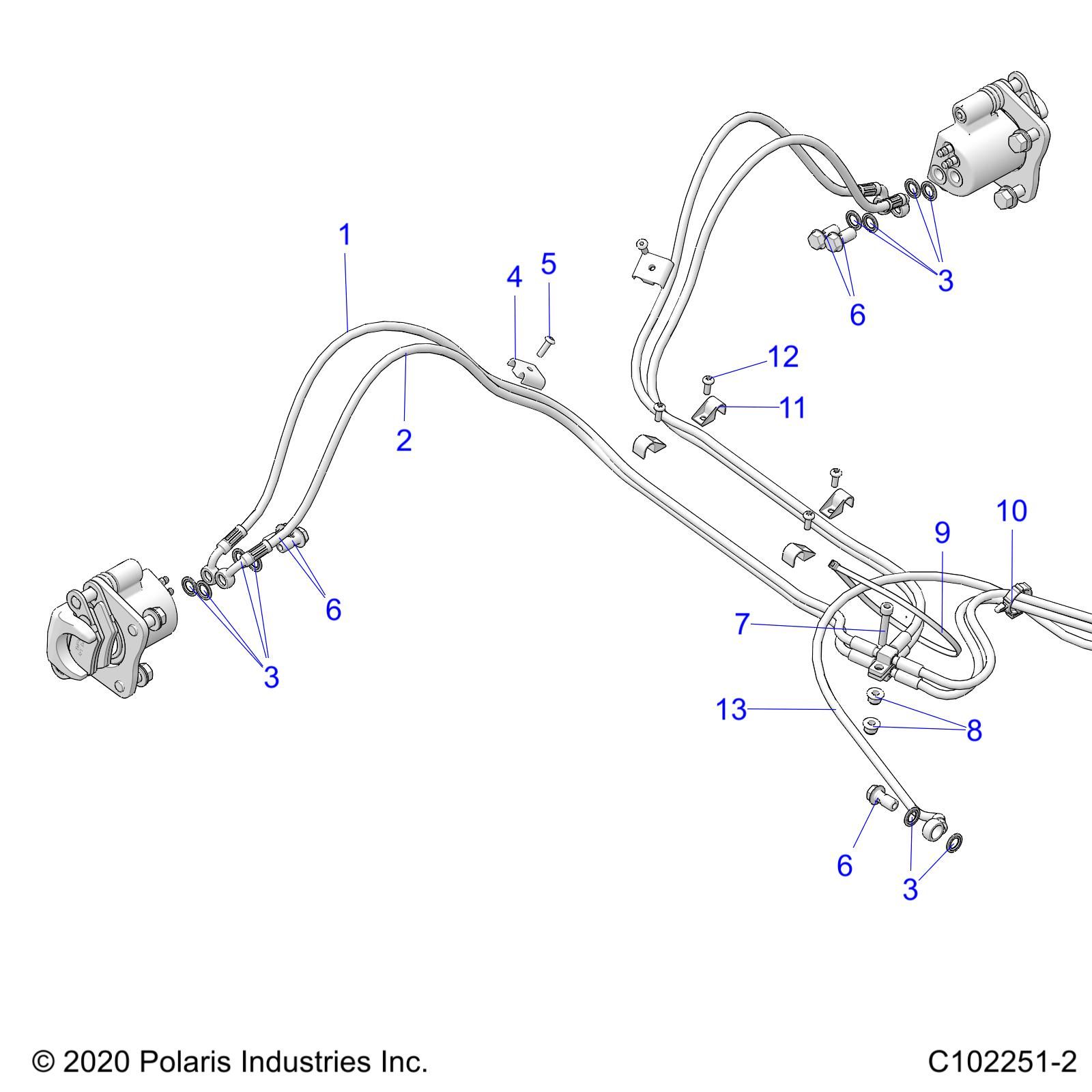 BRAKES BRAKE LINES REAR POUR SPORTSMAN 570 X2 EUZUG TRACTOR 2021