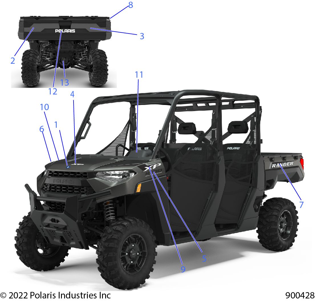 CARROSSERIE AUTOCOLLANTS DESIGN POUR RANGER CREW XP 1000 2022