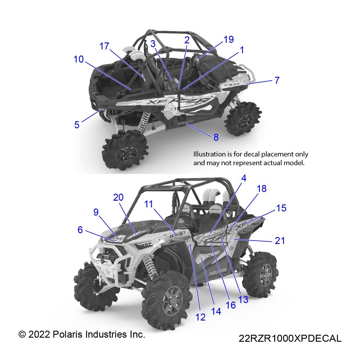 CARROSSERIE AUTOCOLLANTS POUR RZR XP 1000 HIGH LIFTER 2022