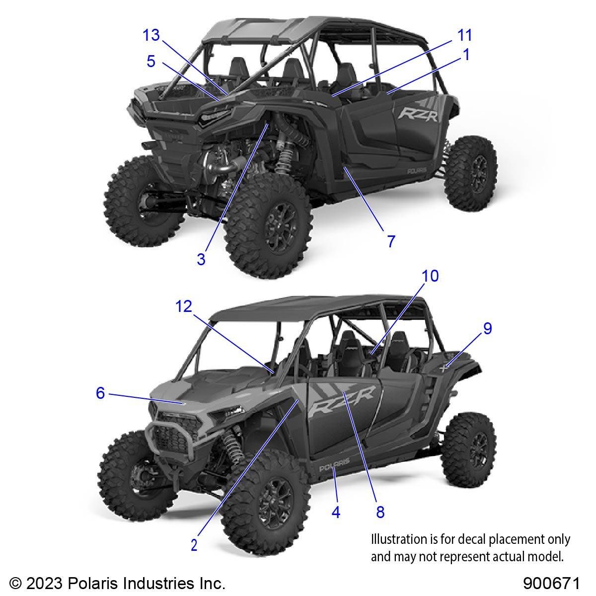 CARROSSERIE AUTOCOLLANTS POUR RZR XP 4 1000 ULTIMATE RC R01 2024