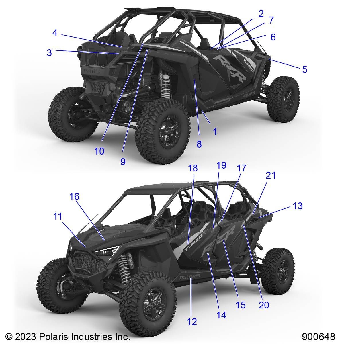 CARROSSERIE AUTOCOLLANTS POUR RZR 74 T MP RCR R01 2023