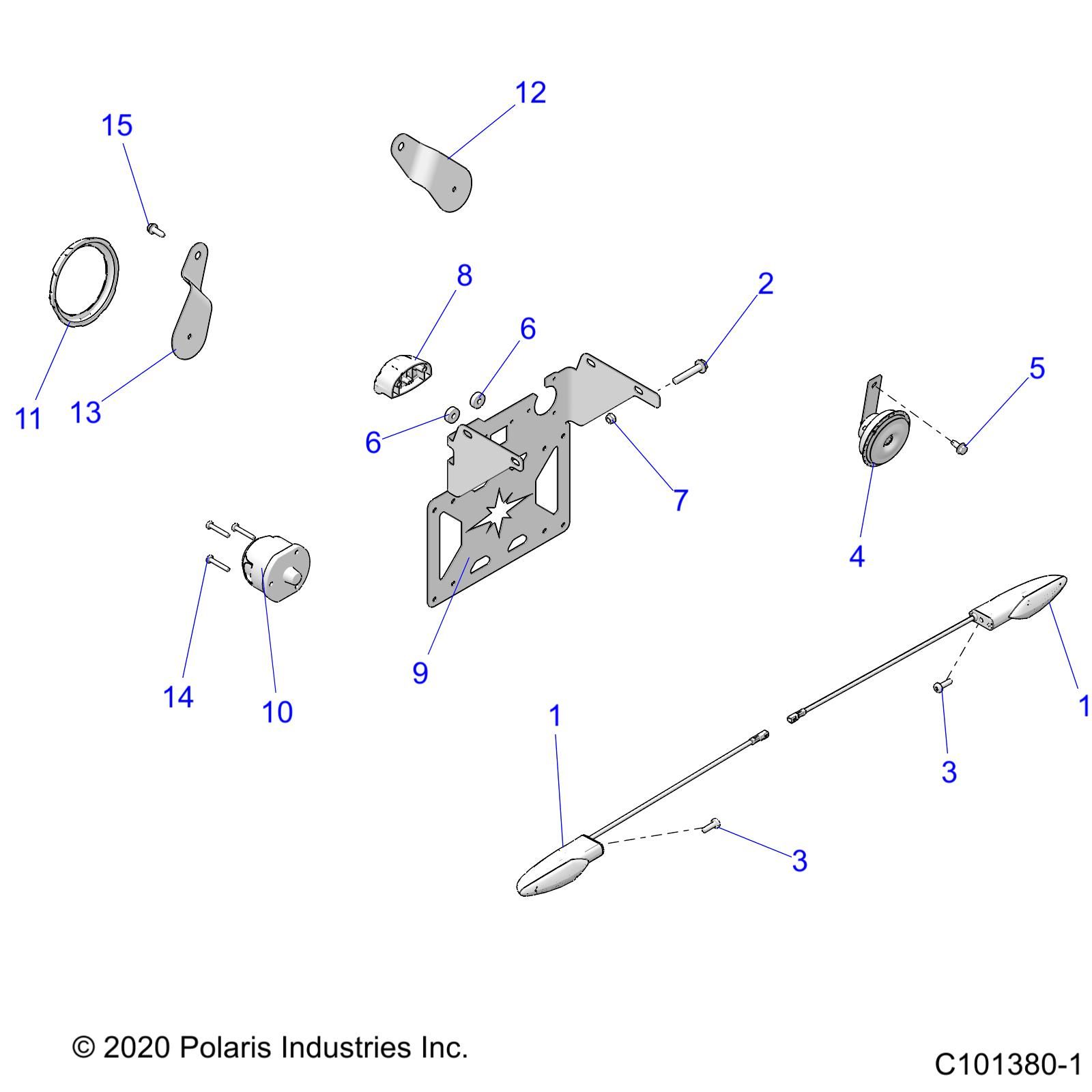 ELECTRIQUE CLIGNOTANTS KLAXON ET ECLAIRAGE DE LA PLAQUE DIMMATRICULATION POUR SPORTSMAN 570 X2 EUZUG TRACTOR 2020