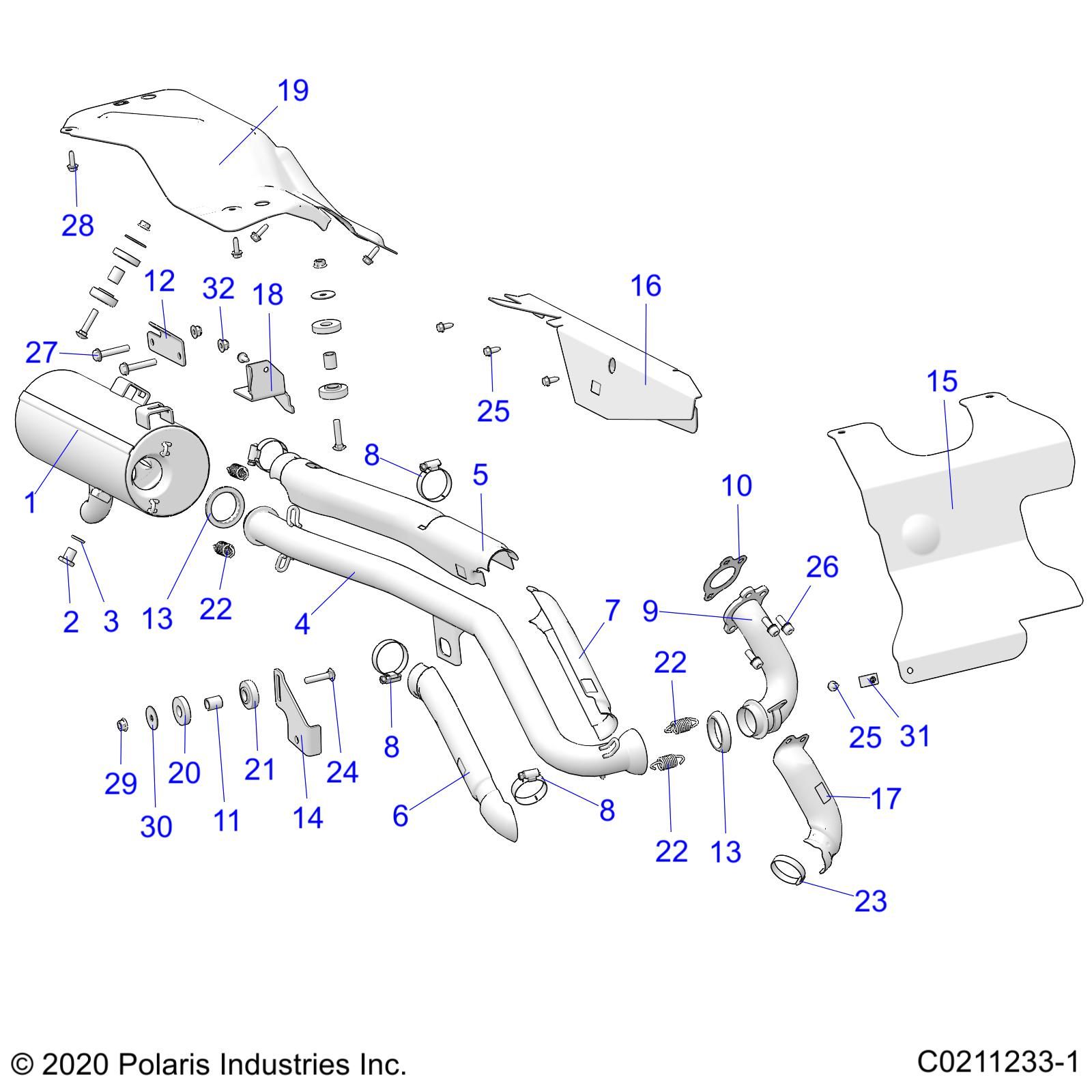 MOTEUR ECHAPPEMENT POUR SPORTSMAN 450 HO EPS 2022
