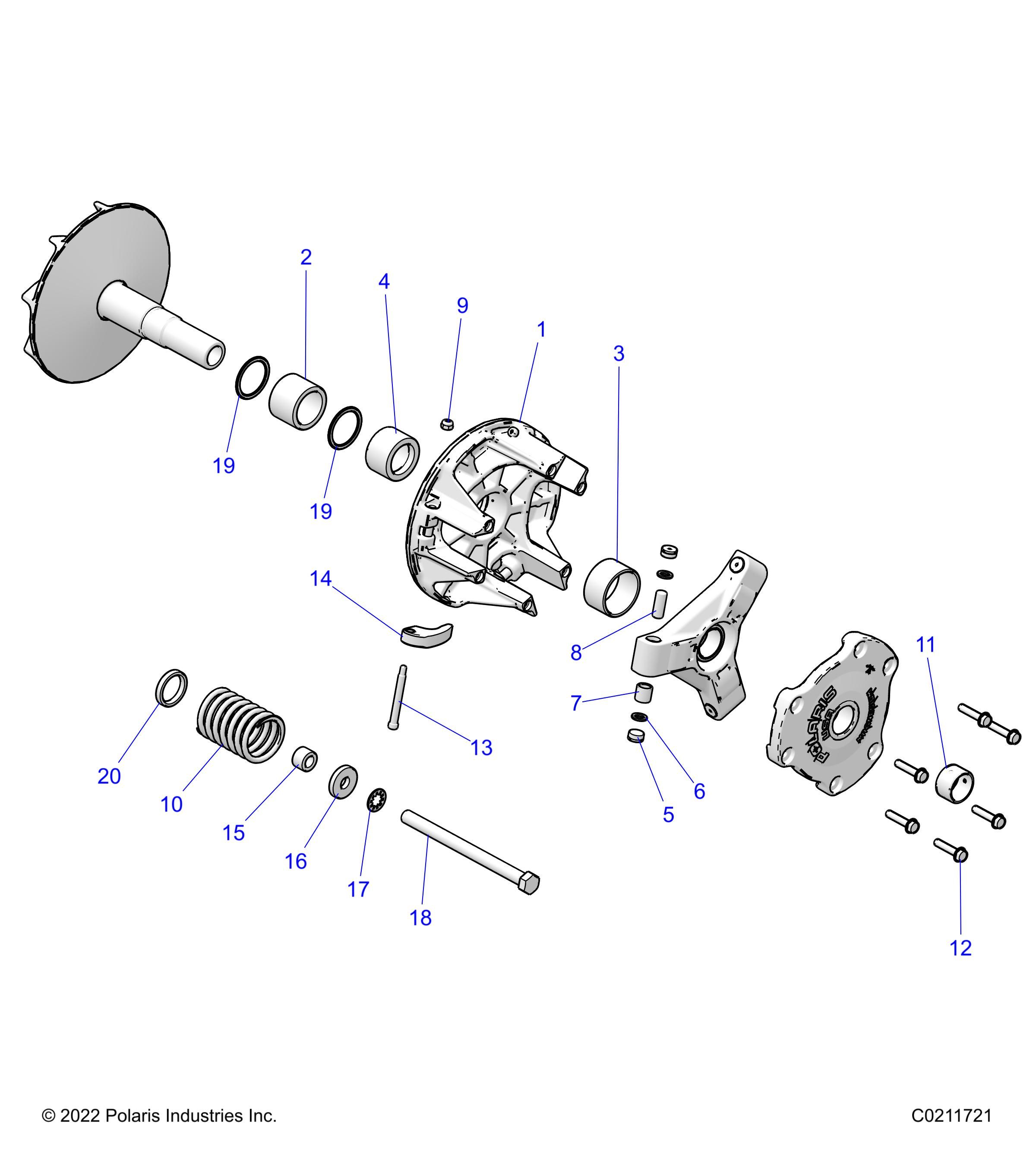 TRANSMISSION EMBRAYAGE PRIMAIRE POUR SCRAMBLER XP 1000 S 55 2022