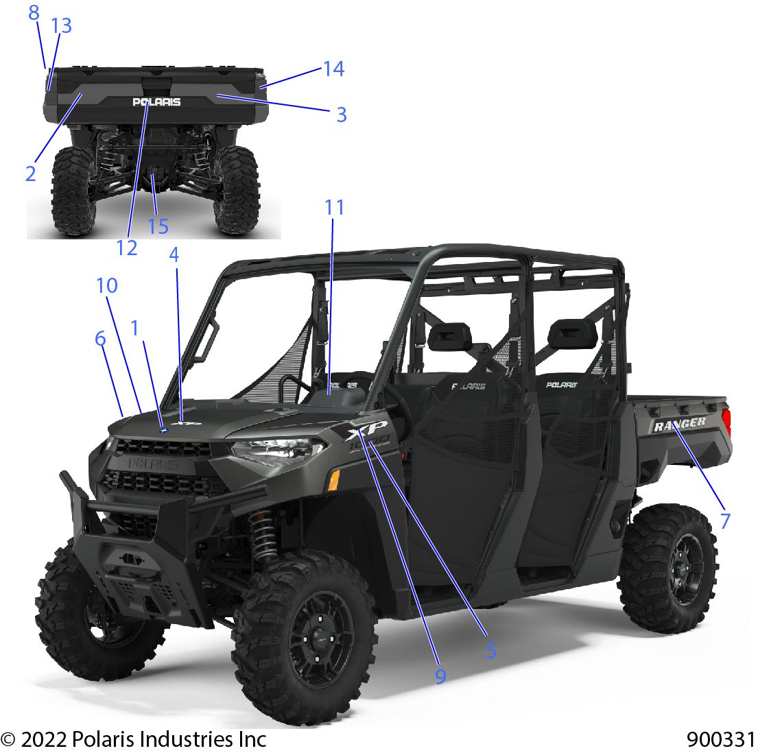CARROSSERIE AUTOCOLLANTS DESIGN POUR RANGER CREW XP 1000 NSTR 2022