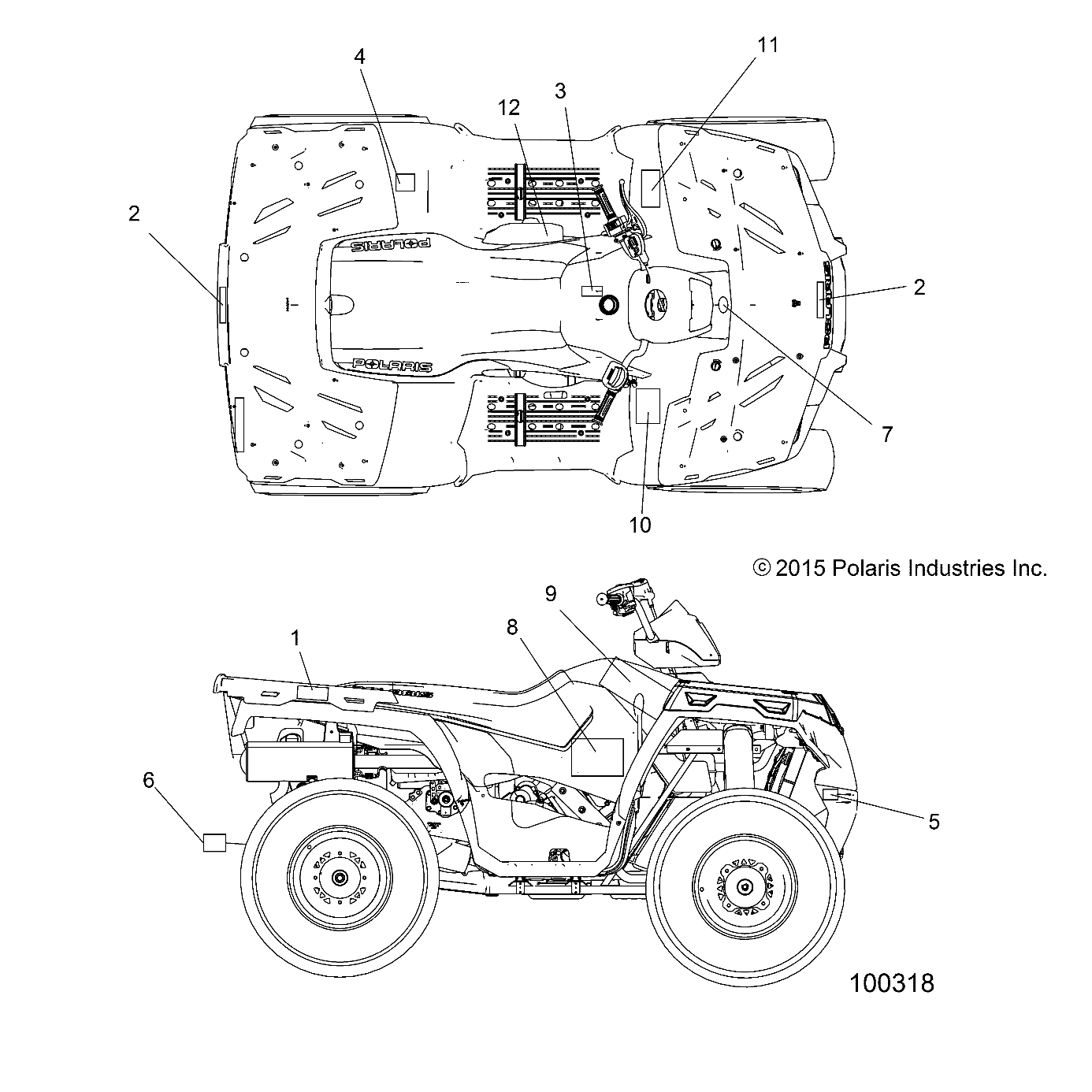 CARROSSERIE AUTOCOLLANTS POUR SPORTSMAN 450 HO 2X4 MD 2016