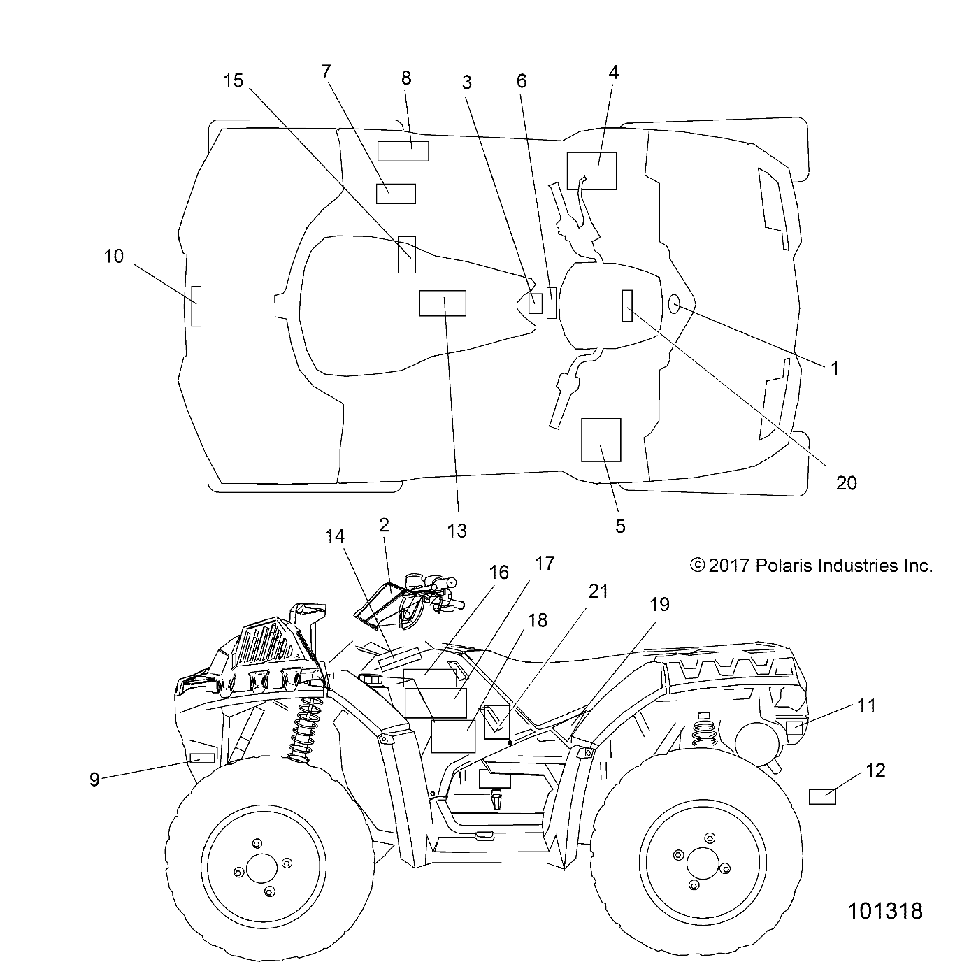 CARROSSERIE AUTOCOLLANTS POUR SPORTSMAN 1000 HIGH LIFTER 2018