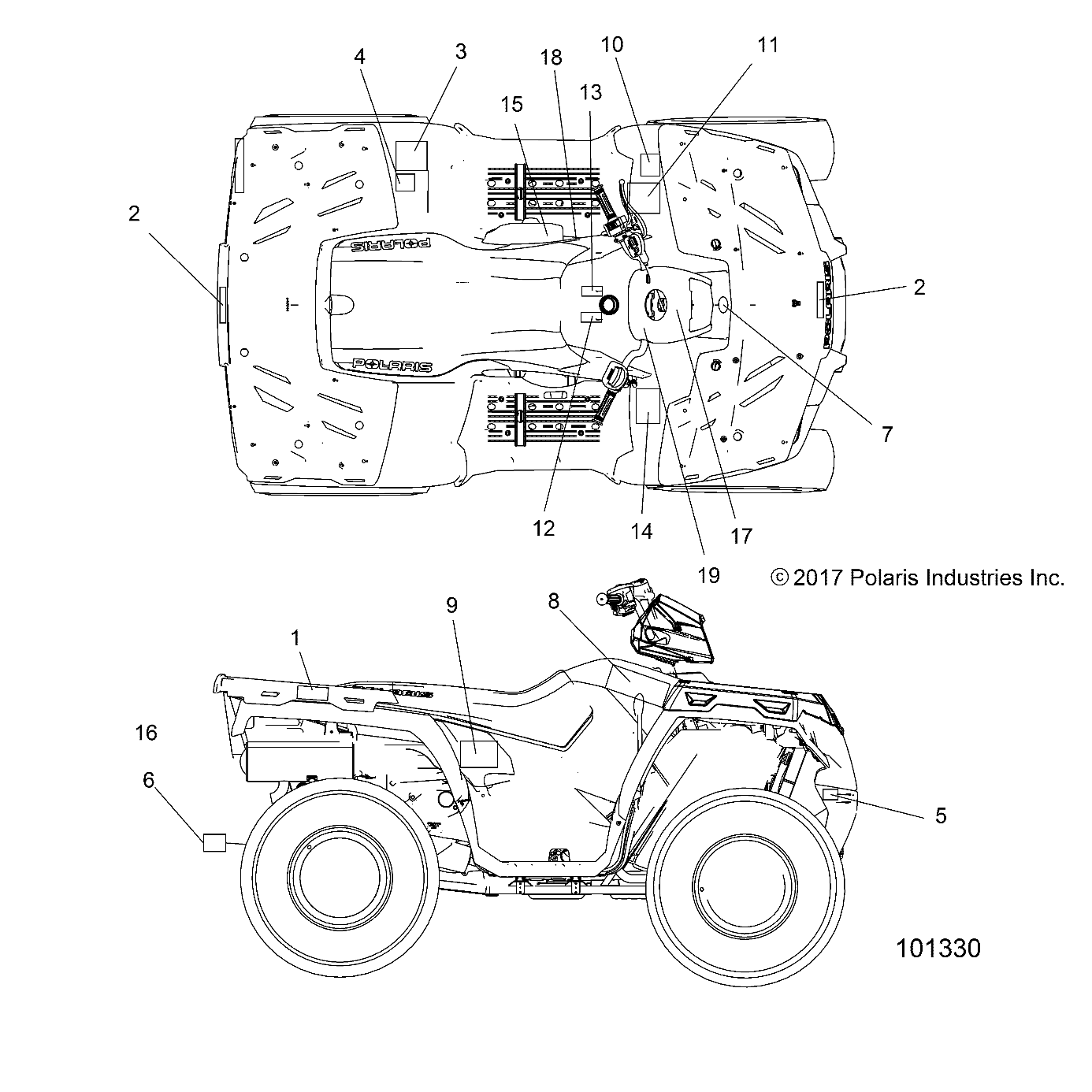 CARROSSERIE AUTOCOLLANTS USA POUR SPORTSMAN 570 EFI 2018