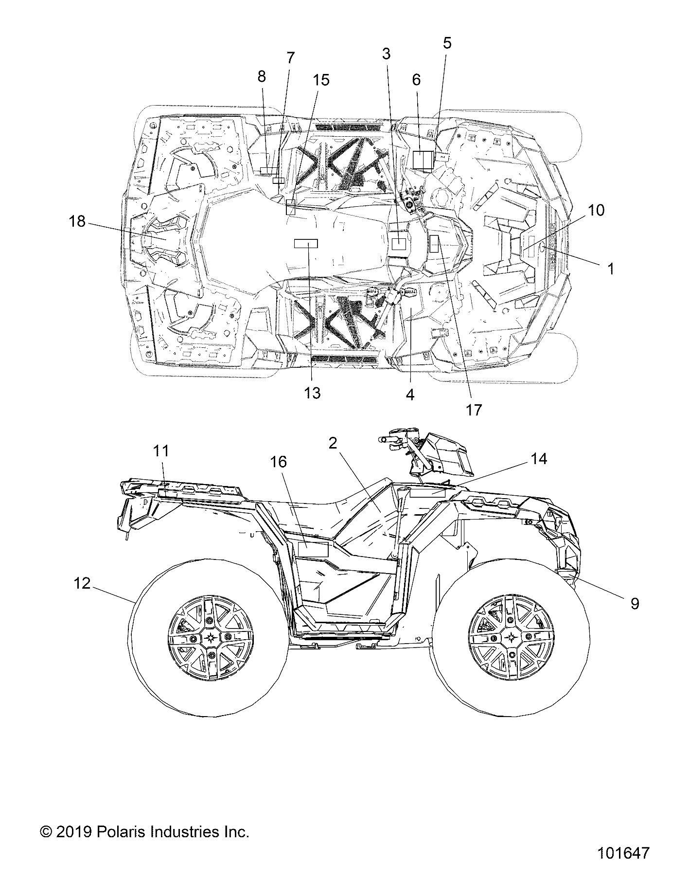 CARROSSERIE AUTOCOLLANTS POUR SPORTSMAN 850 SP 48 2019