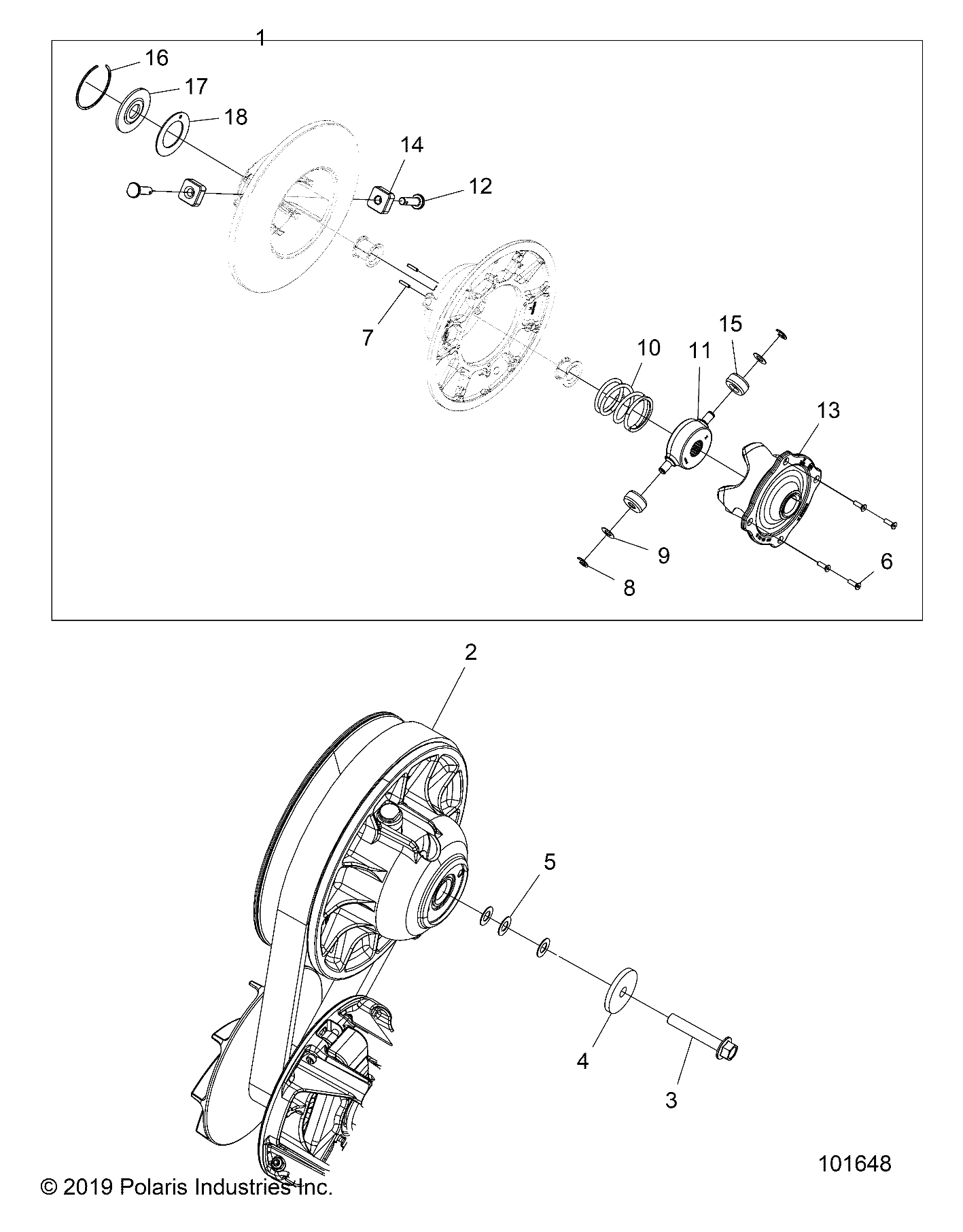 TRANSMISSION EMBRAYAGE SECONDAIRE POUR SPORTSMAN XP 1000 S 55 2021