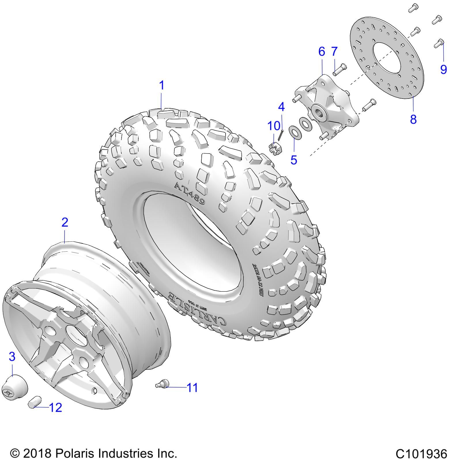 ROUES PNEU AVANT ET DISQUE DE FREIN POUR SPORTSMAN 570 EPS EU SR 2019