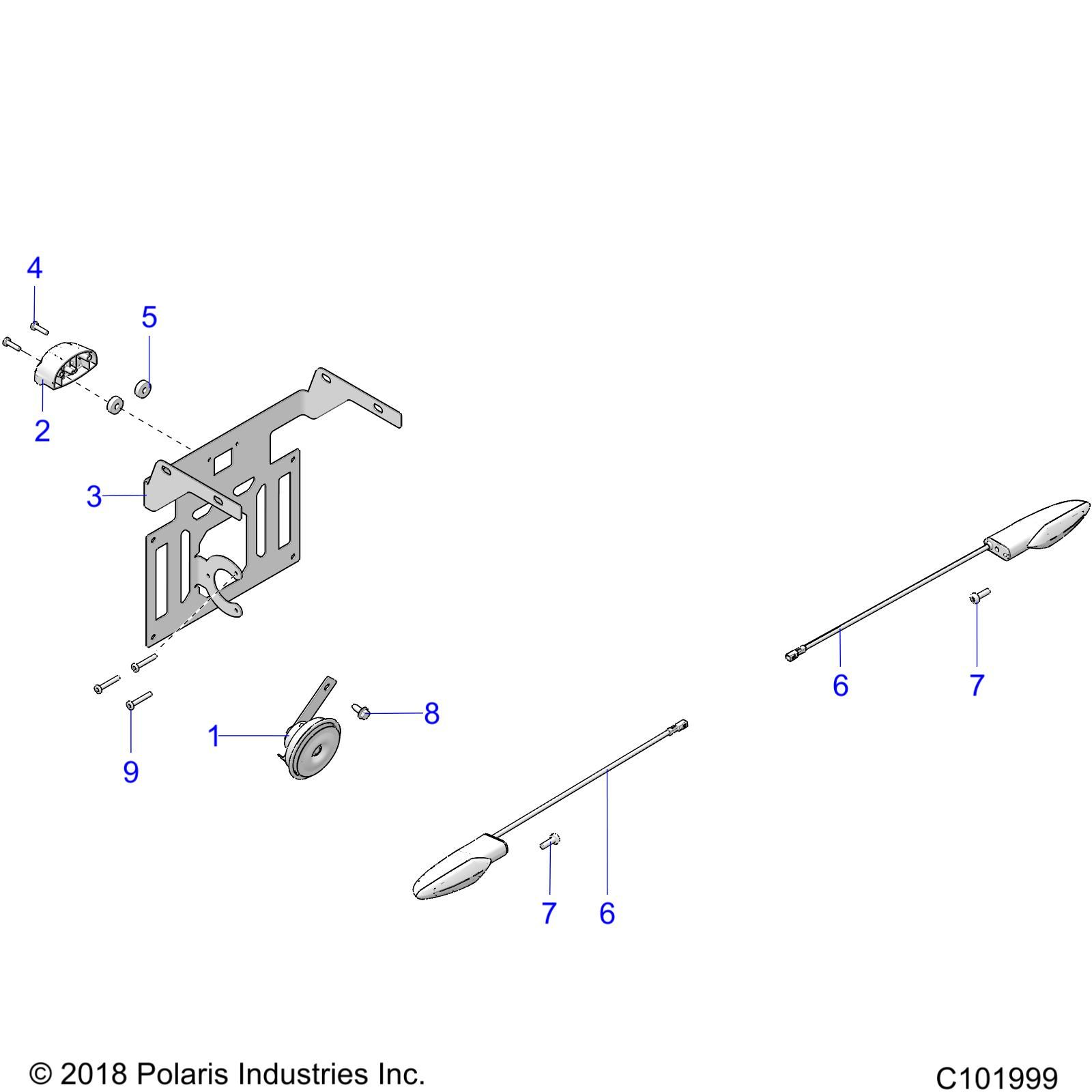 ELECTRIQUE KLAXON ET LUMIERE DE PLAQUE DIMMATRICULATION POUR SPORTSMAN 570 EPS TRACTOR 2019