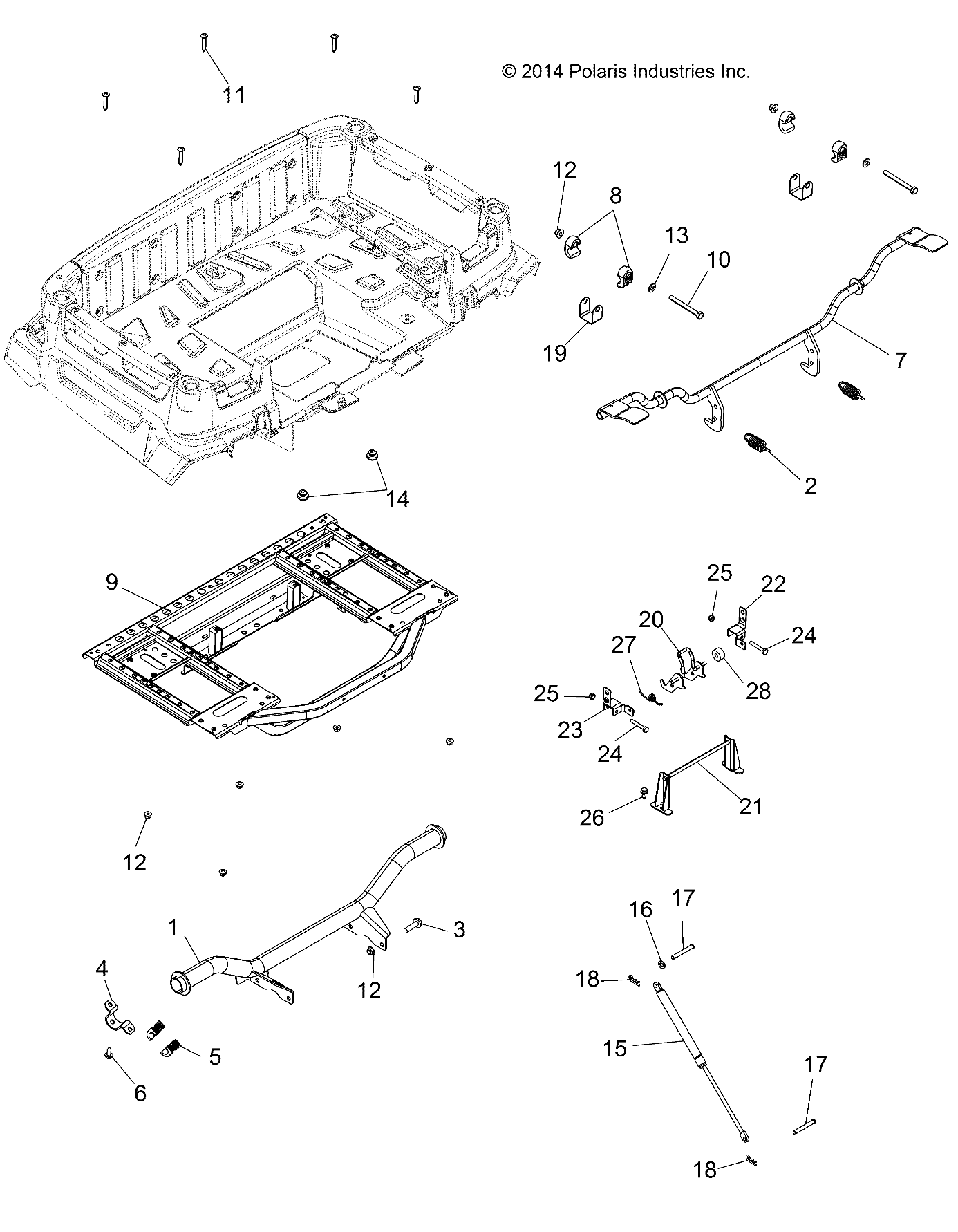 CARROSSERIE MONTANT ET PIVOTS COFFRE ARRIERE POUR SPORTSMAN 570 EFI X2 EPS EUROPE 2015