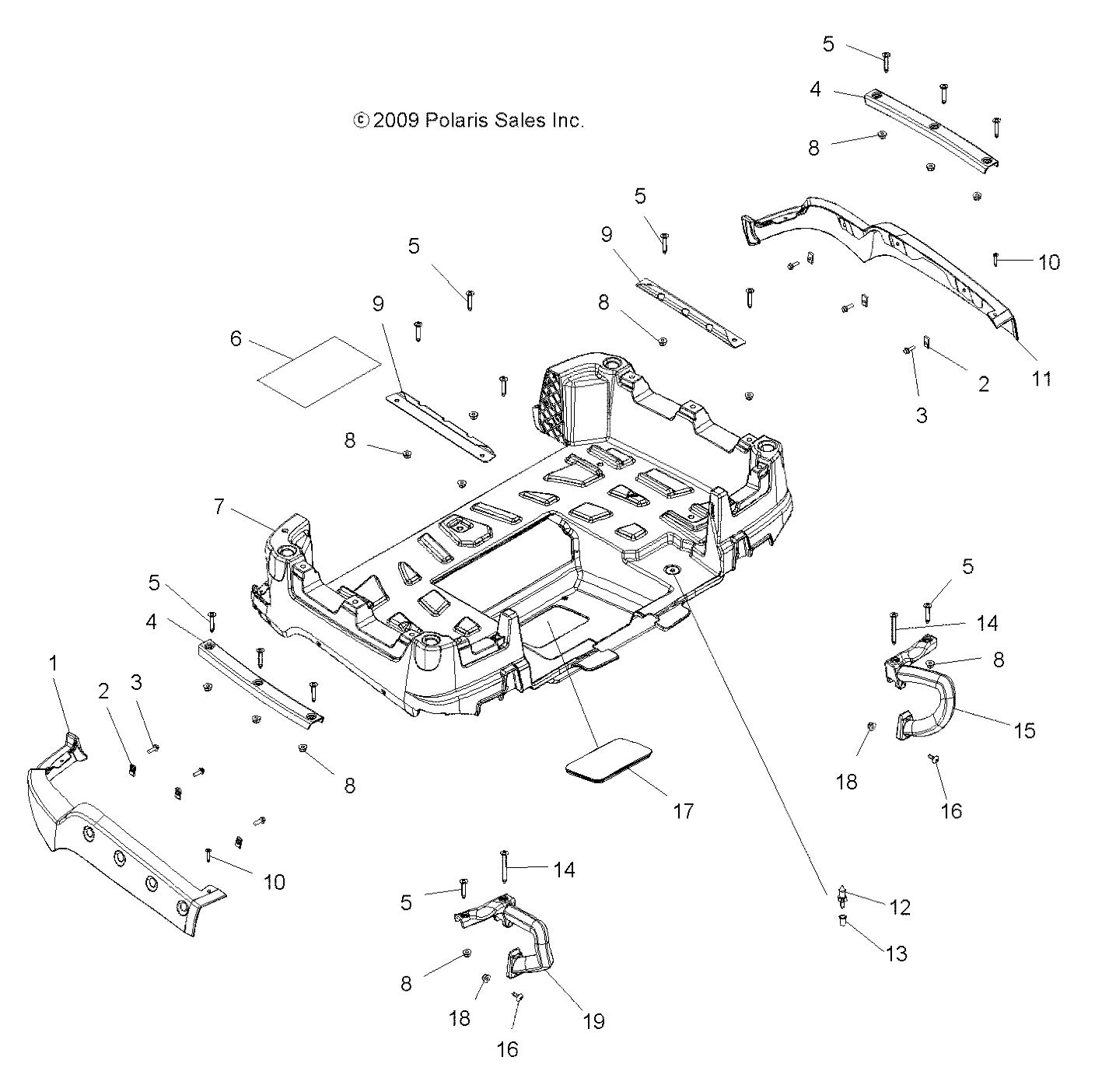 CARROSSERIE COFFRE ARRIERE POUR SPORTSMAN X2 500 EFI QUAD 2009