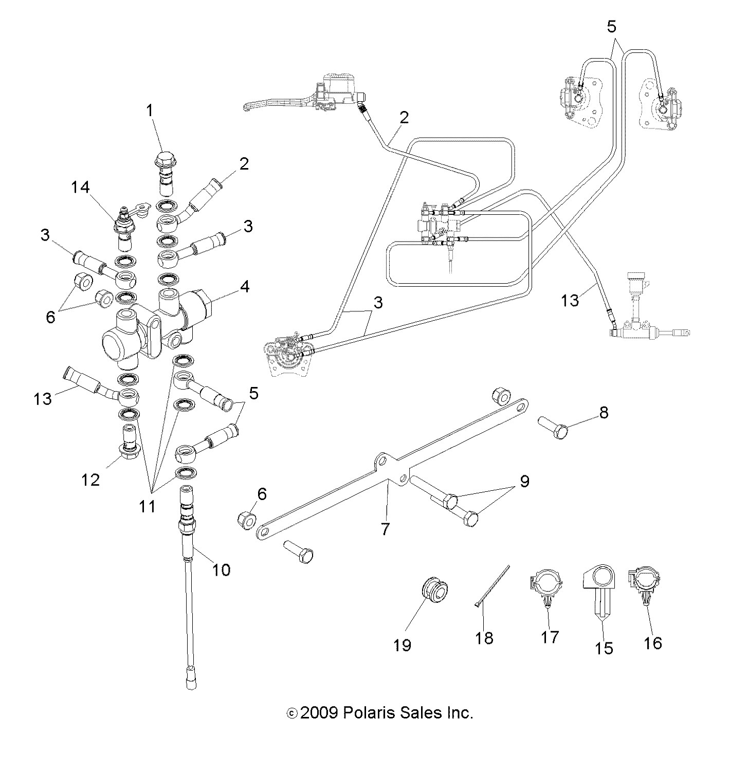 FREINS SYSTEME DE VALVES ET CONDUITES DE FREIN POUR TRAIL BOSS 330 INTL 2010
