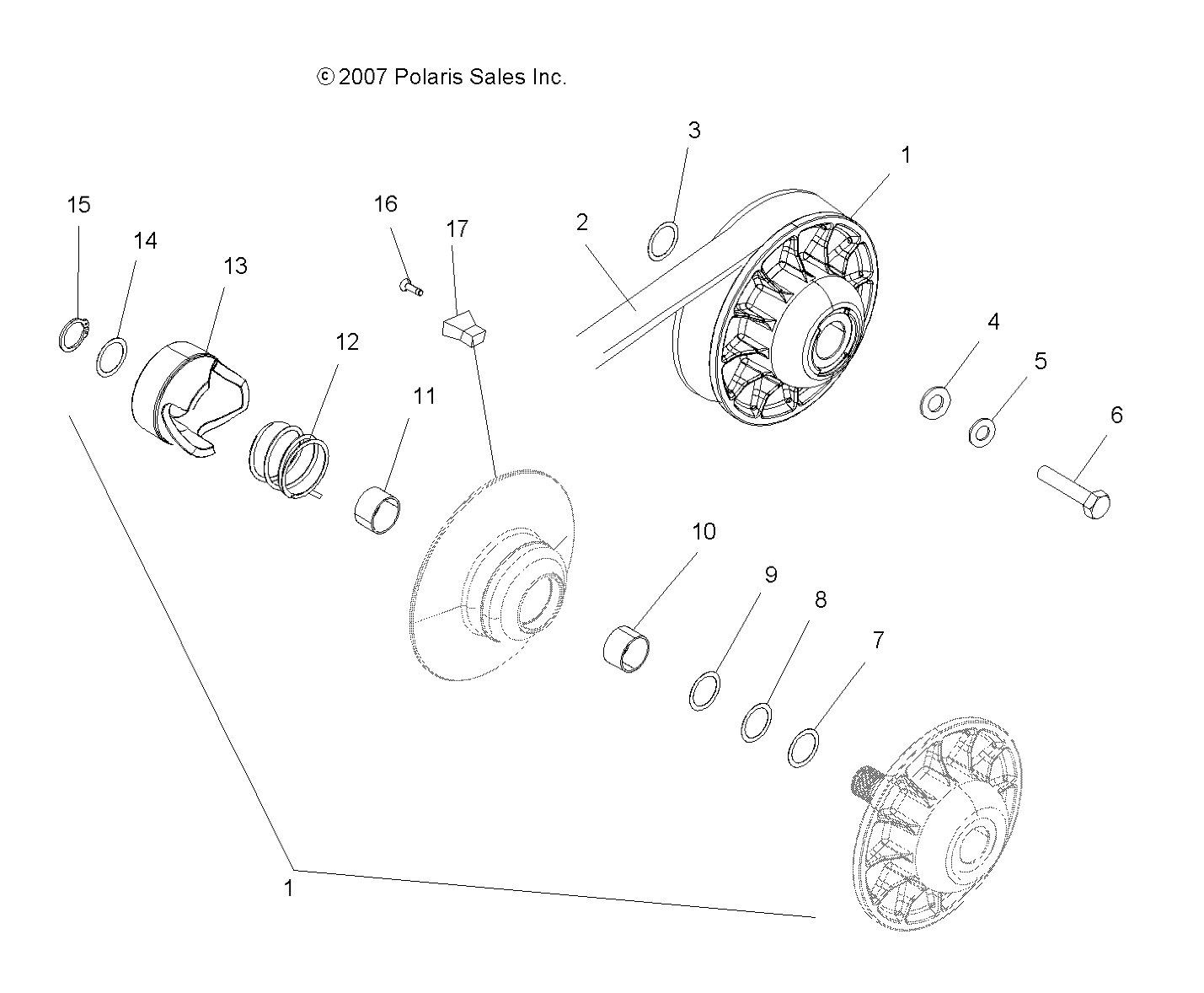 TRANSMISSION EMBRAYAGE SECONDAIRE POUR SPORTSMAN 500 HO 2010
