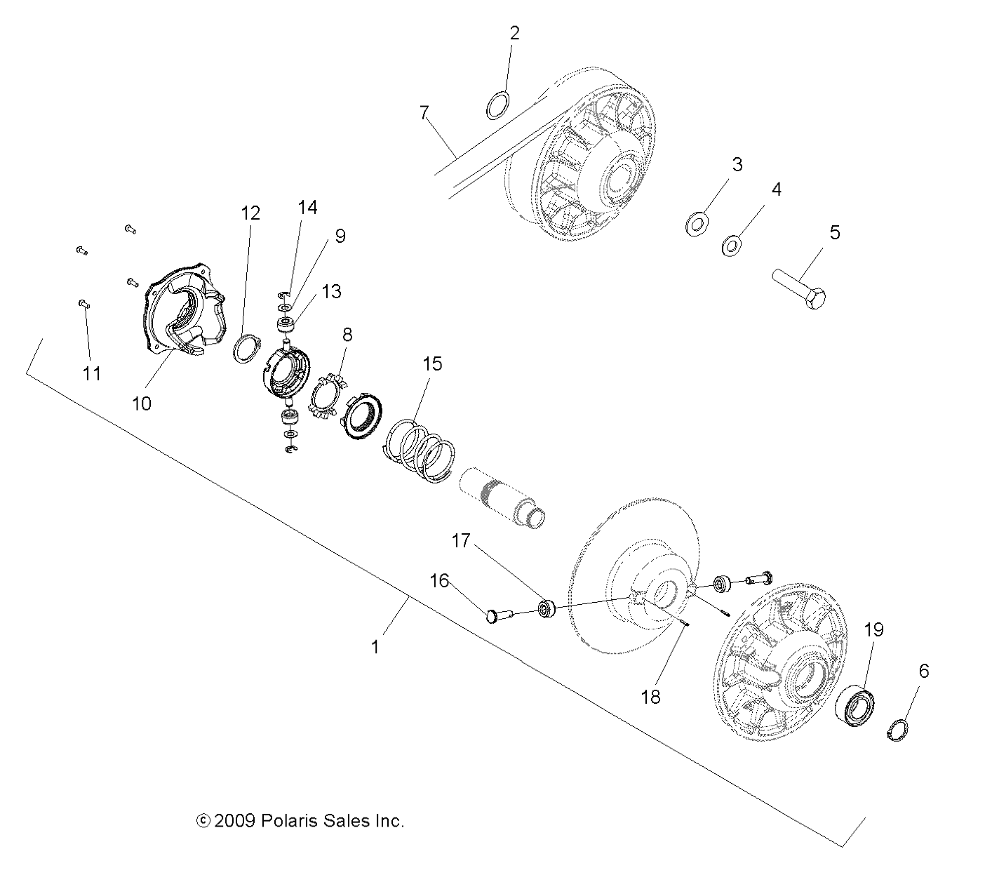 TRANSMISSION EMBRAYAGE SECONDAIRE POUR SPORTSMAN 500 EFI 2009