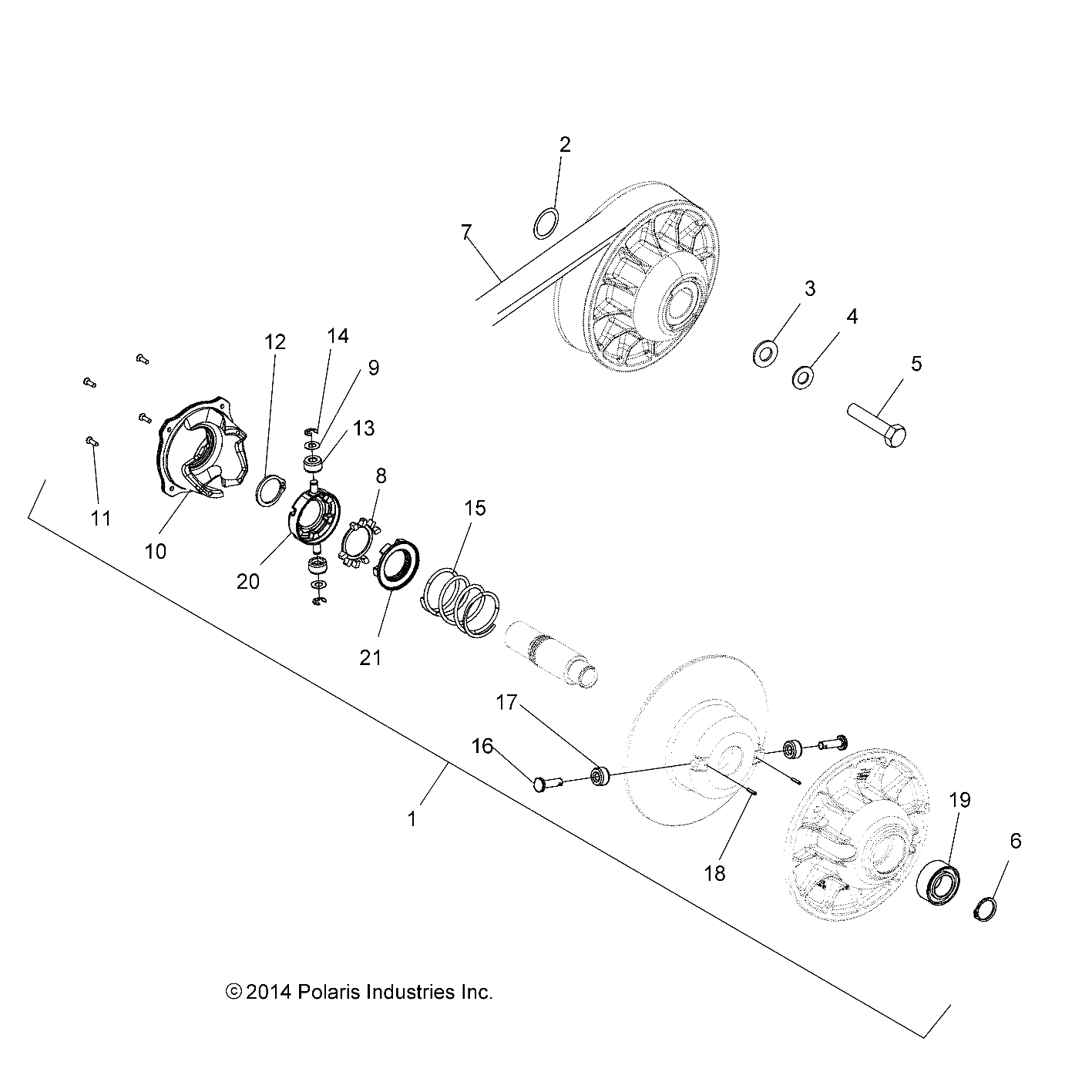 TRANSMISSION EMBRAYAGE SECONDAIRE POUR SPORTSMAN TOURING 570 EPSLATIN 2020