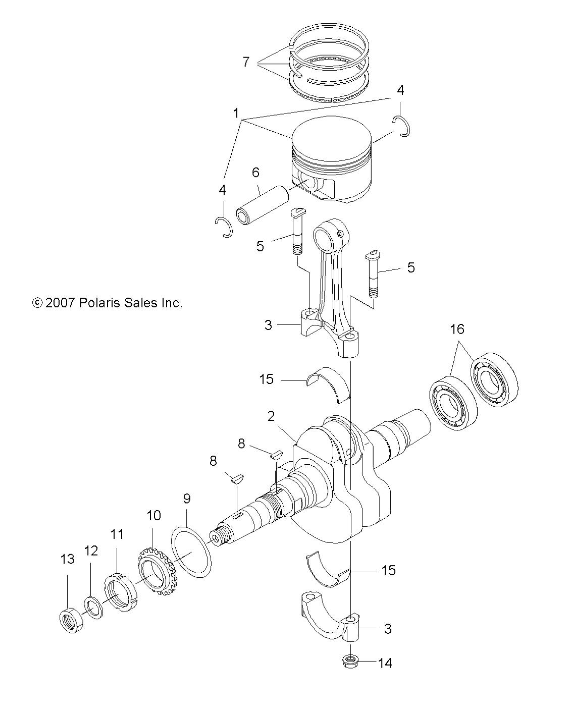 MOTEUR VILEBREQUIN ET PISTON POUR TRAIL BLAZER 330 INTL 2012