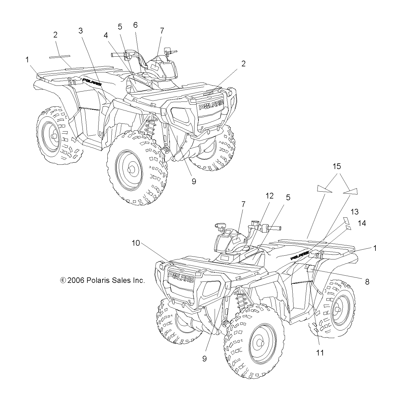CARROSSERIE AUTOCOLLANTS POUR SPORTSMAN 700 EFI 2007