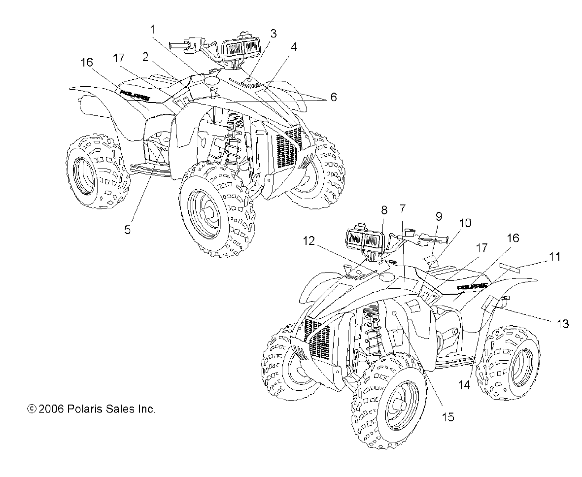 CARROSSERIE AUTOCOLLANTS POUR SCRAMBLER 500 2X4 INTL 2007