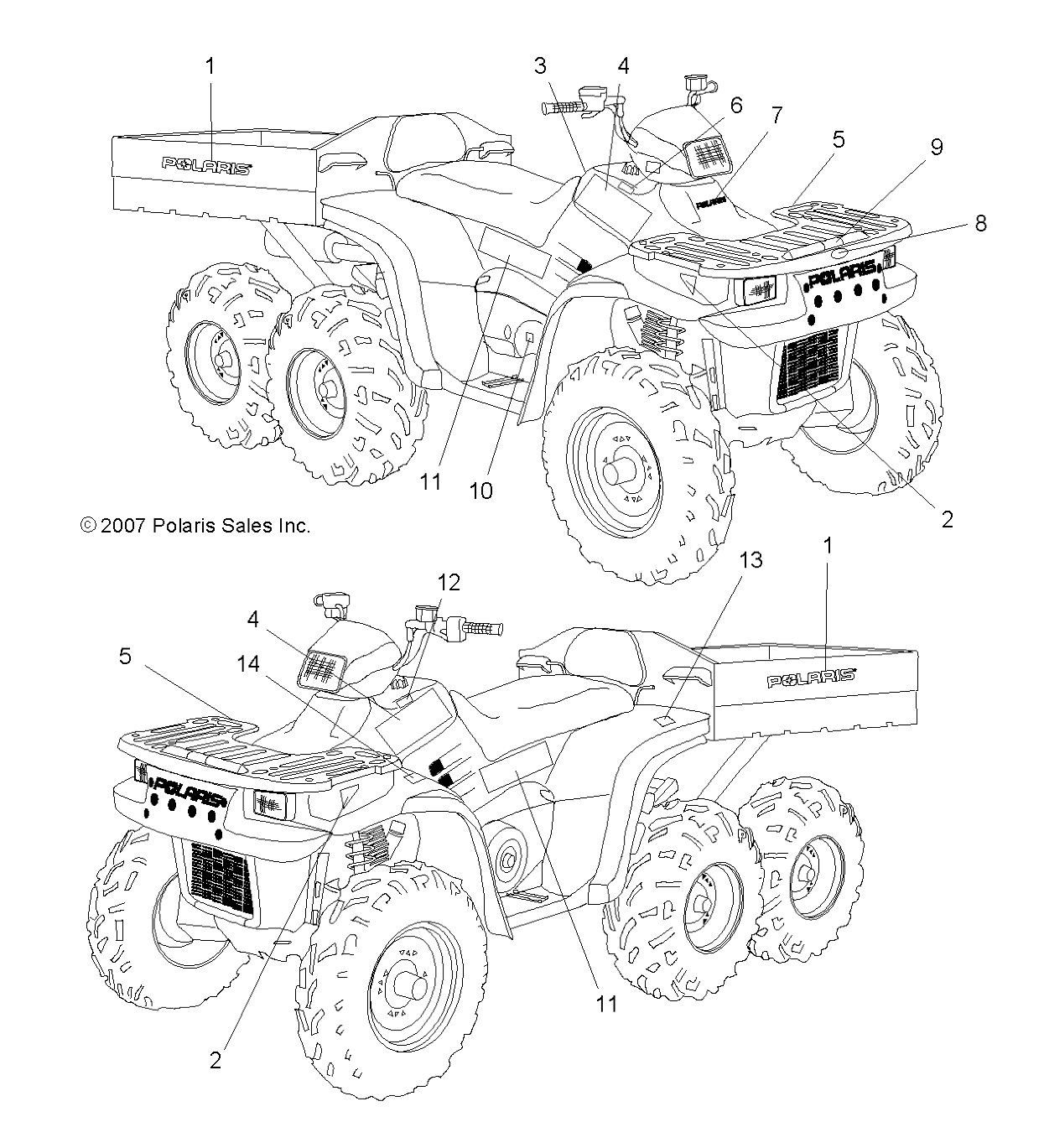 CARROSSERIE AUTOCOLLANTS POUR SPORTSMAN 6X6 2008
